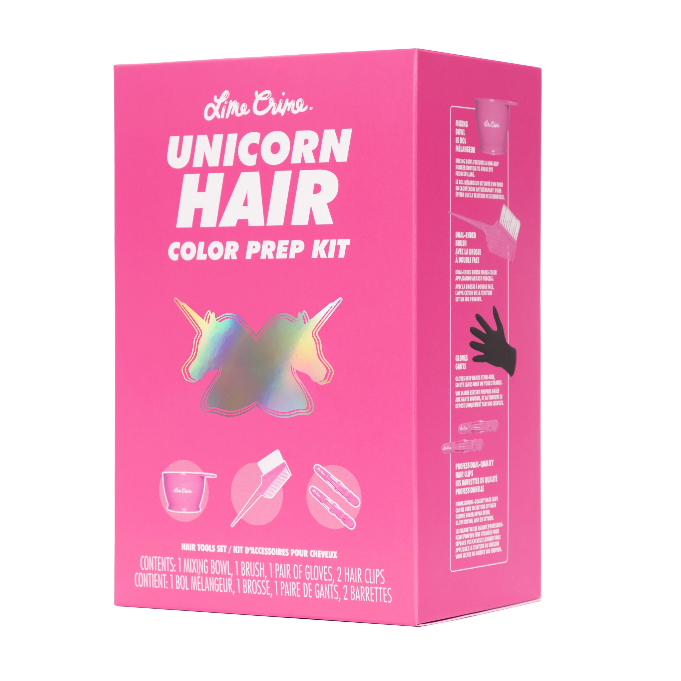 Lime Crime Hair Kits Unicorn Prep Kit ciotola pennello 5 pz