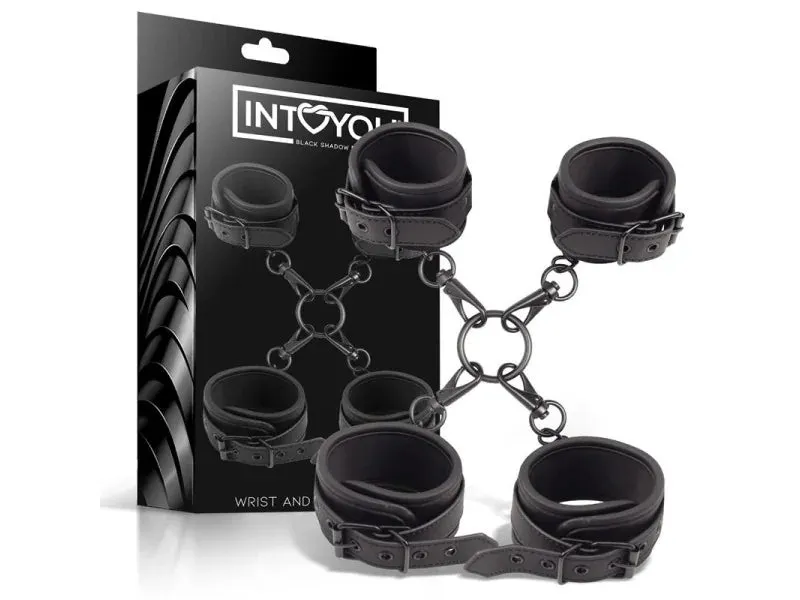 INTOYOU Black Shadow set manette polsi caviglie pelle vegana nero