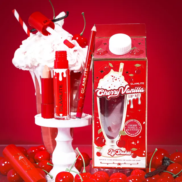 Glamlite Cherry Vanilla Lip Shake kit labbra 3 pezzi rosso