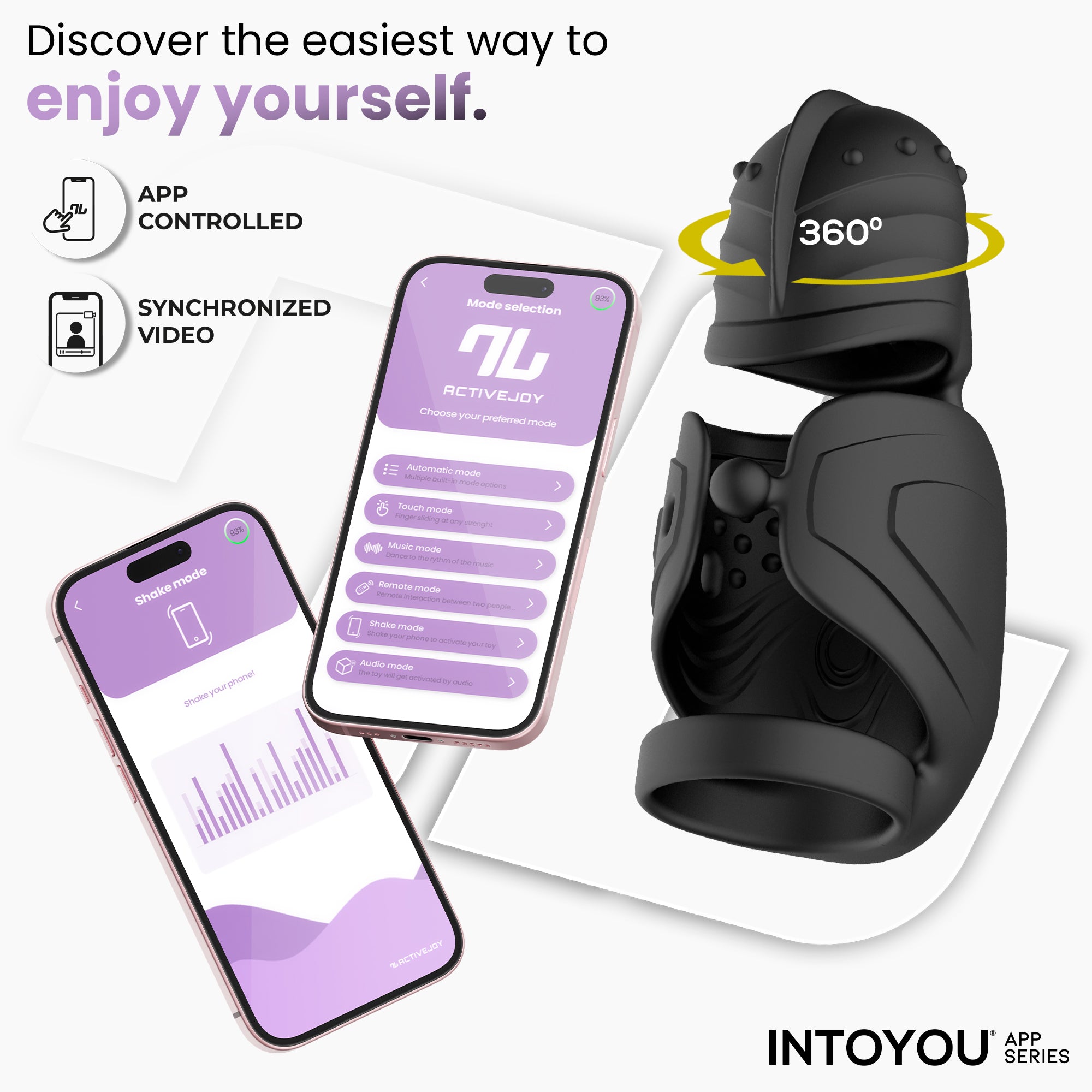 INTOYOU Zonte masturbatore rotazione app 360° 13,9 cm