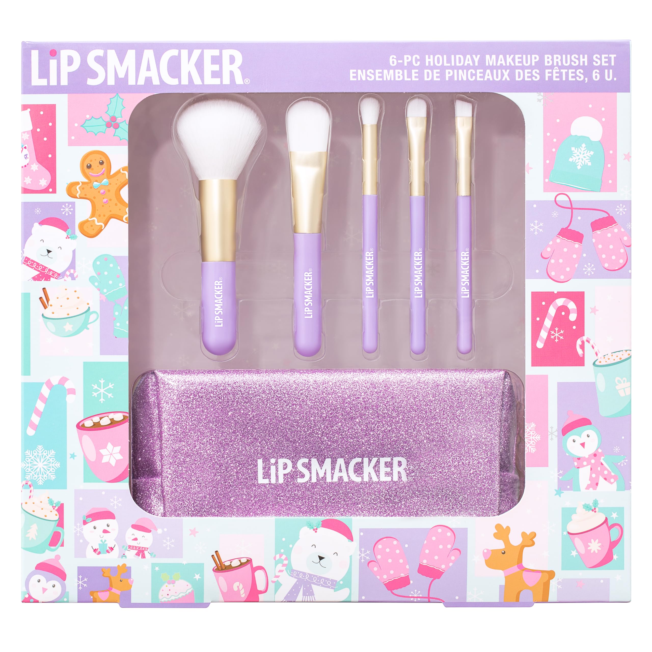 Lip Smacker Sparkle & Shine Set 6 Pennelli Trucco Bambina con Borsetta