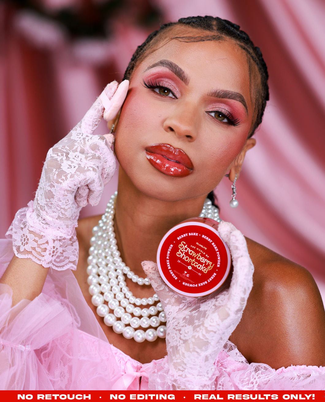 Glamlite Strawberry Shortcake cipria in polvere rosa 35g opacizzante