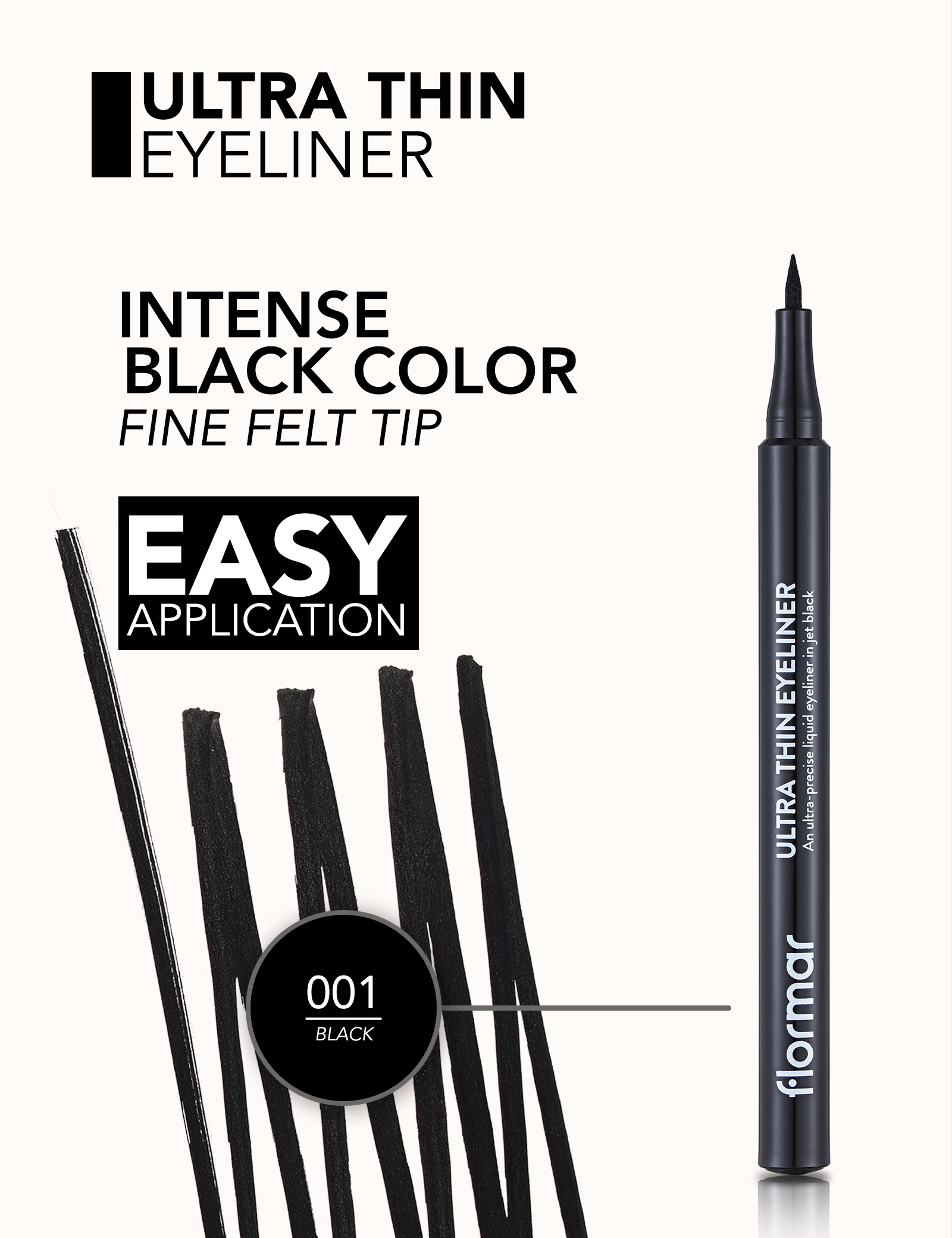 Pretty by Flormar Ultra Thin eyeliner liquido nero 01 Black
