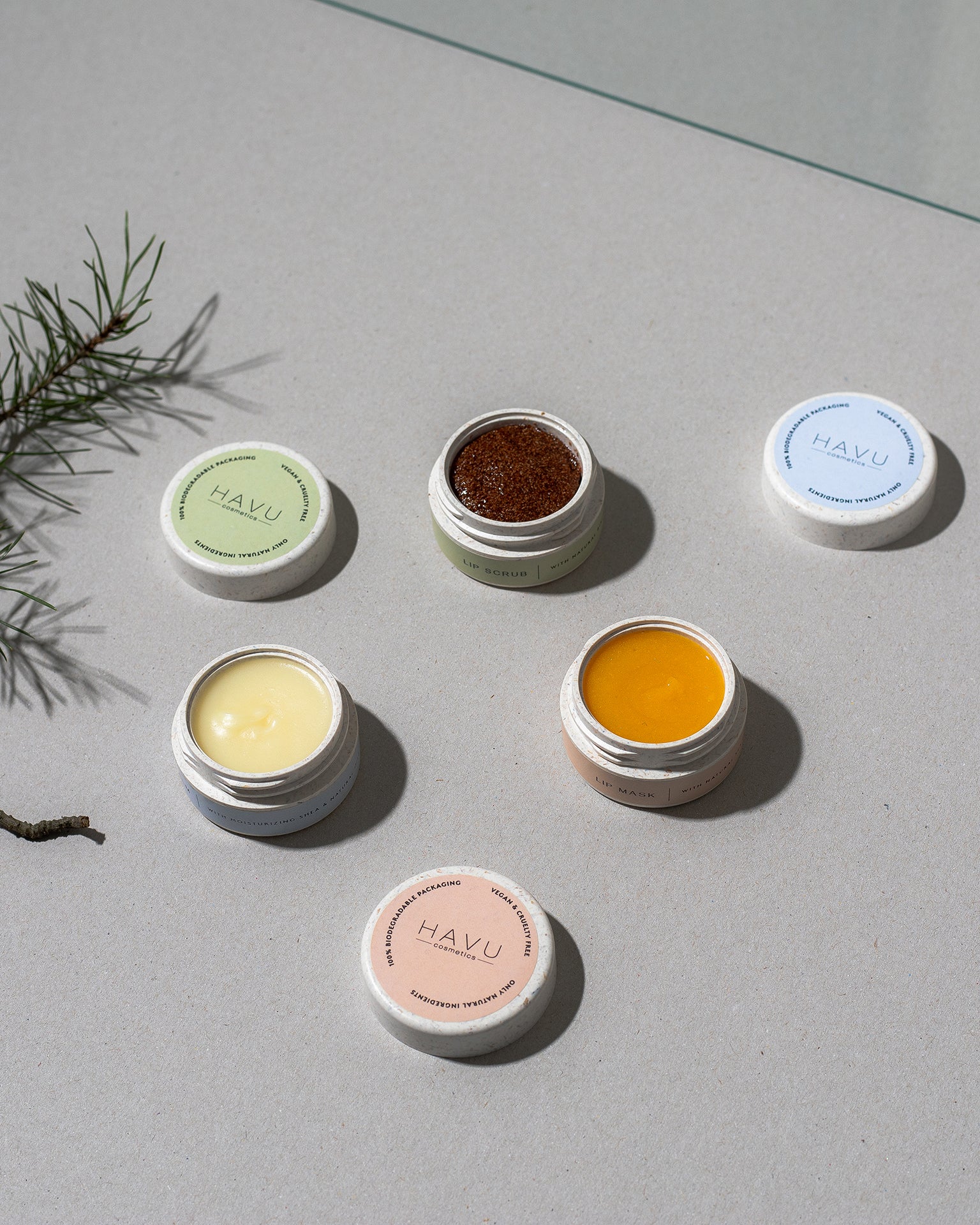 HAVU Lip Care Products set cura labbra scrub maschera balsamo