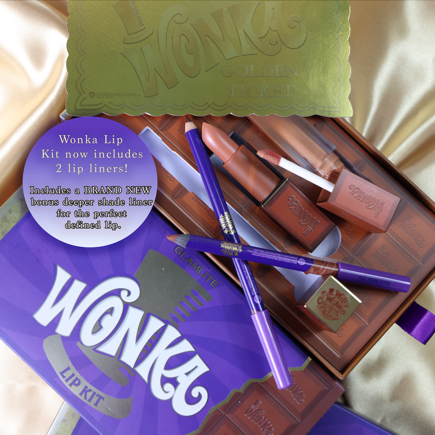 Glamlite Lip Kits Wonka Kit labbra 3 pezzi nude cioccolato