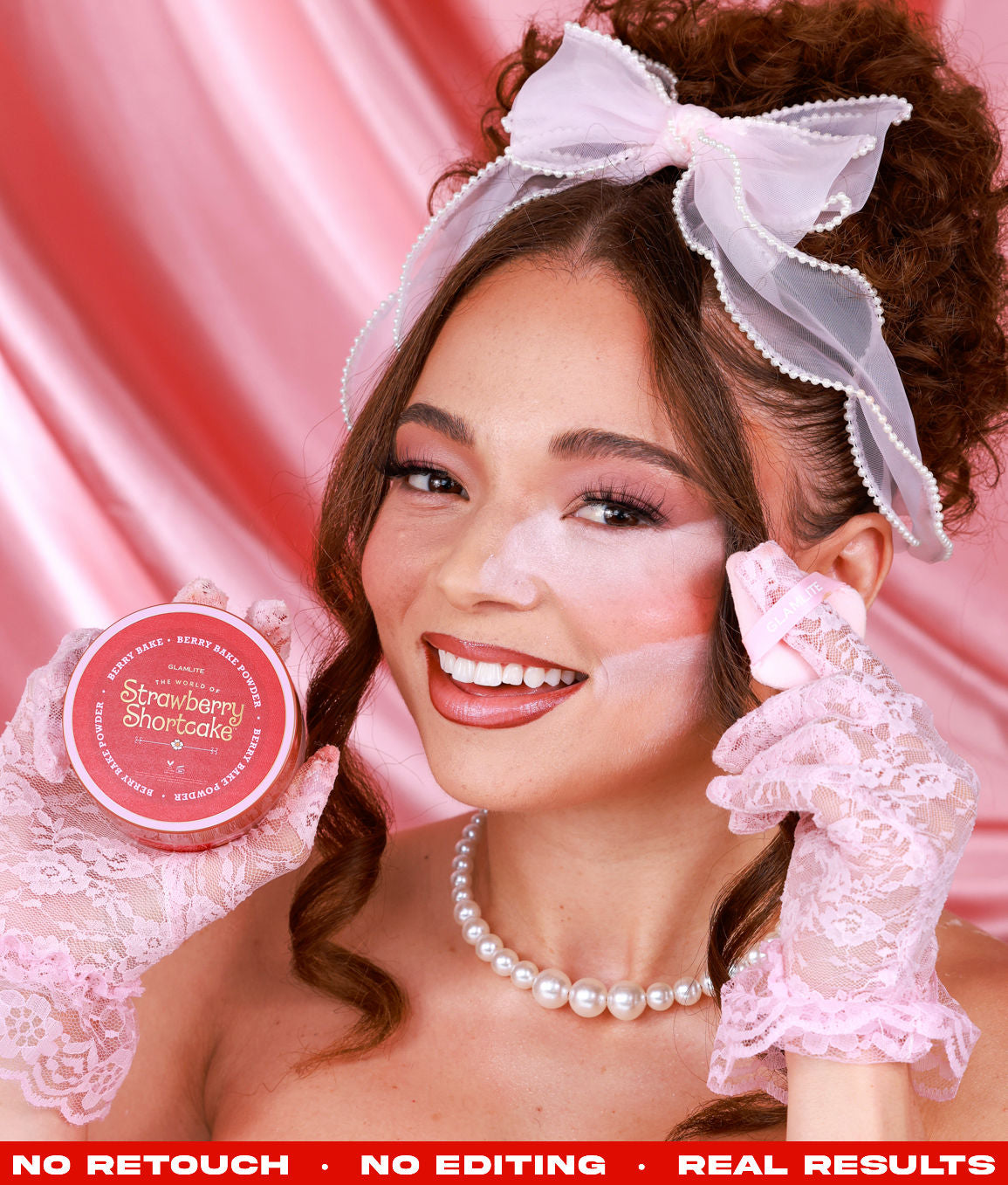 Glamlite Strawberry Shortcake cipria in polvere rosa 35g opacizzante
