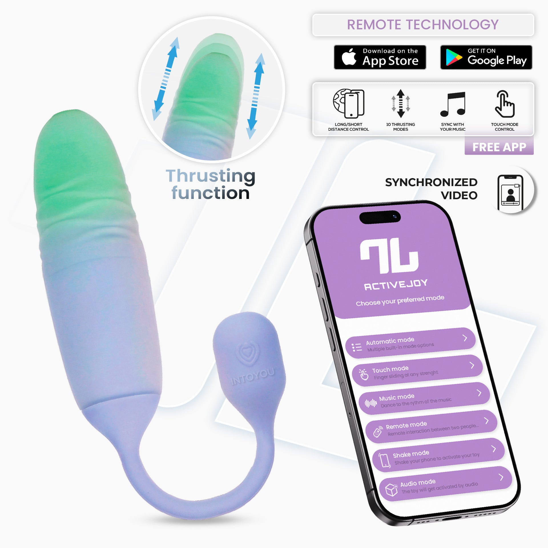 INTOYOU NexEgg Motion Ovetto Vibrante Lilla Spinta App