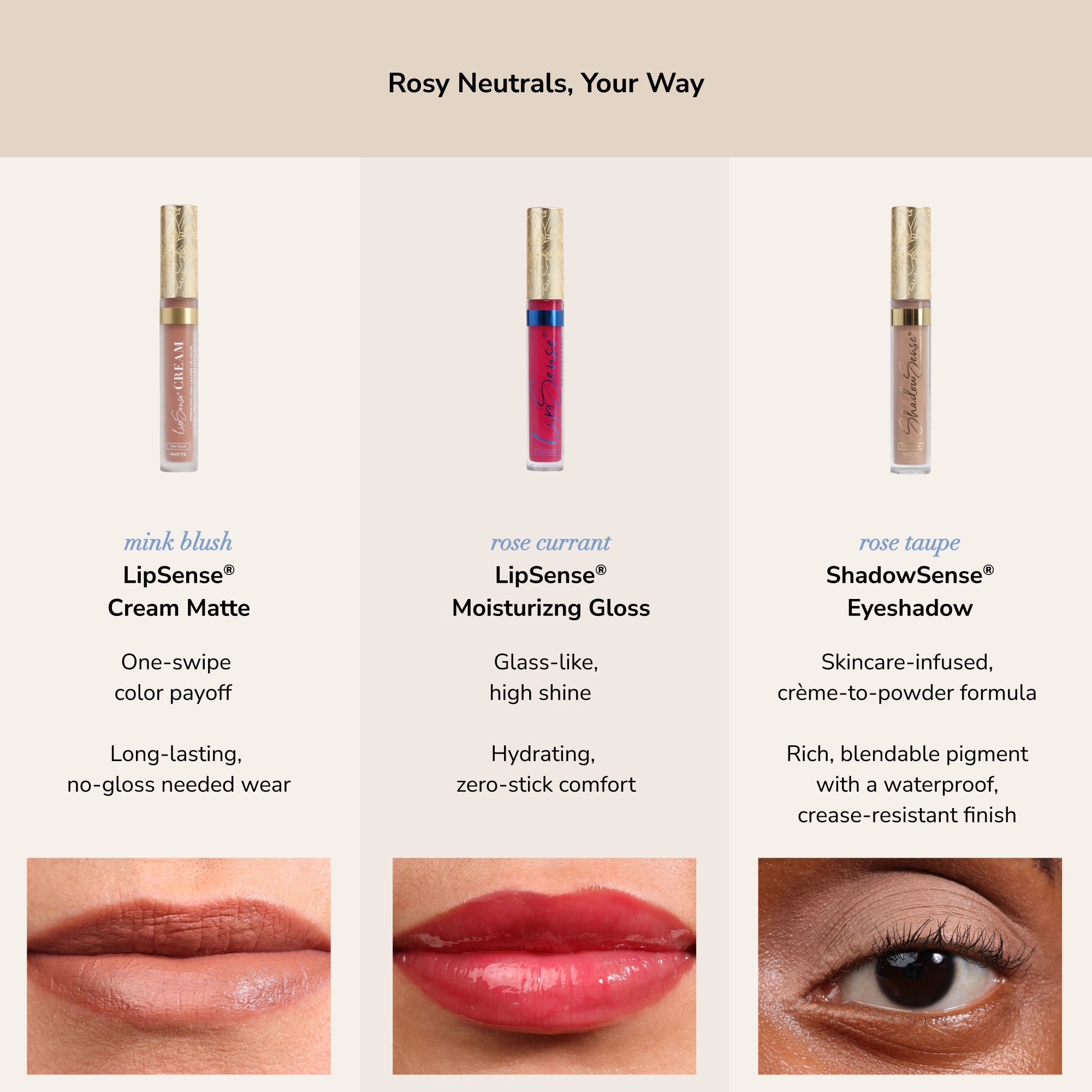 LipSense Lips Blushed Rose Collection rossetto + gloss + ombretto