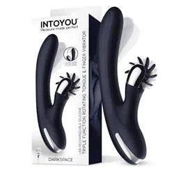 INTOYOU Darkspace Vibratore Lingue Rotanti Blu Finger