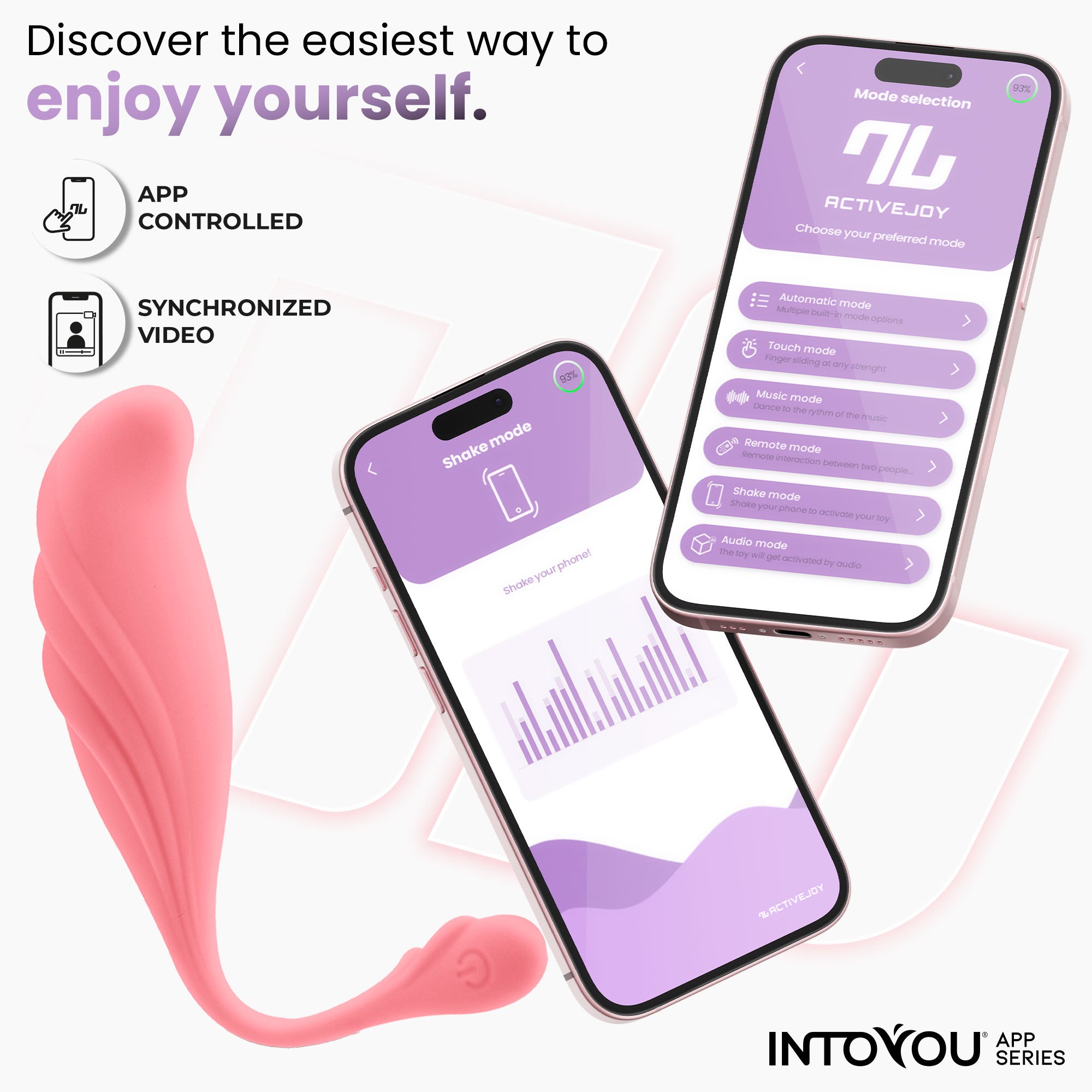 INTOYOU Uova Waving ovetto vibrante rosa app 8 modi