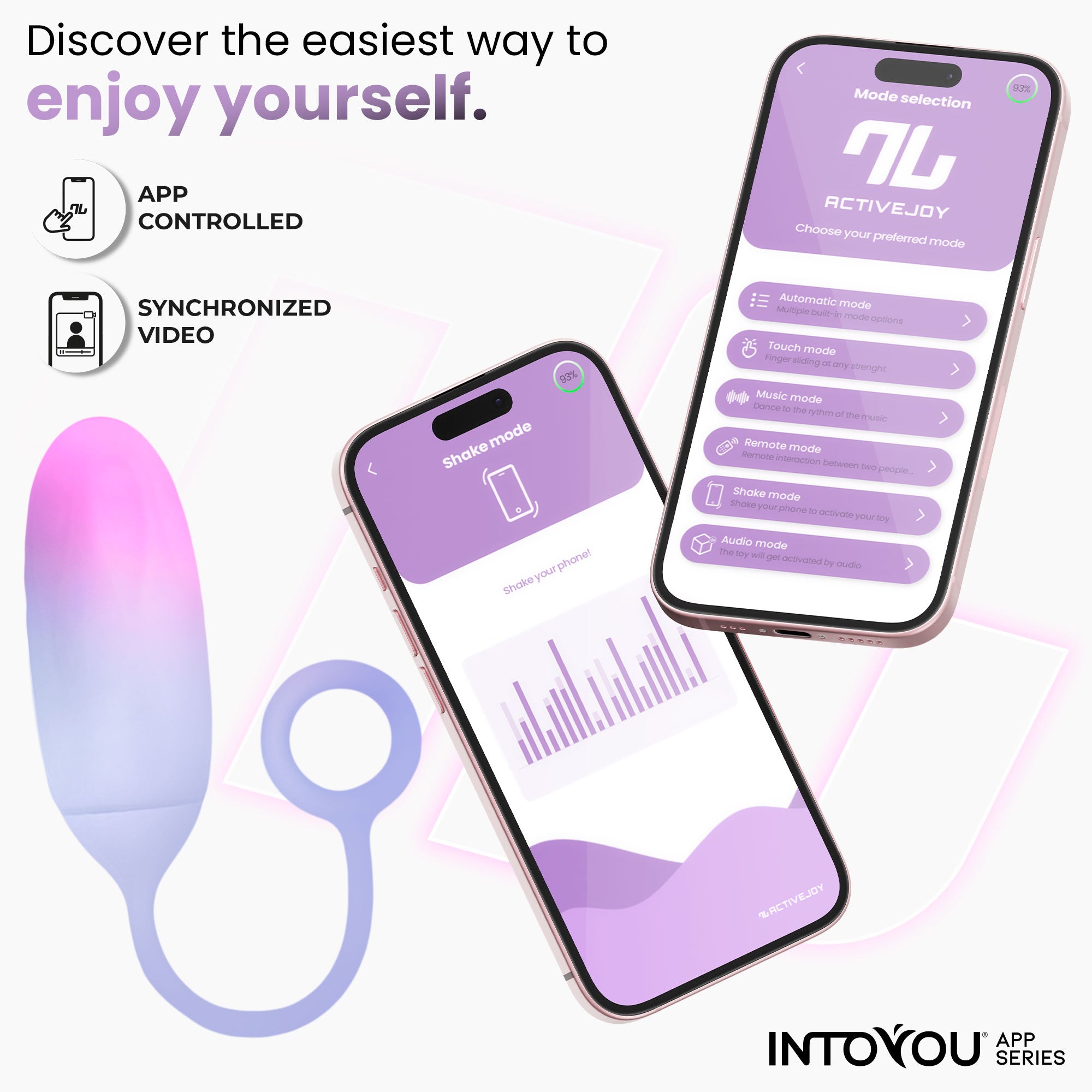 INTOYOU Uovo vibrante con app rosa blu silicone 10 modi
