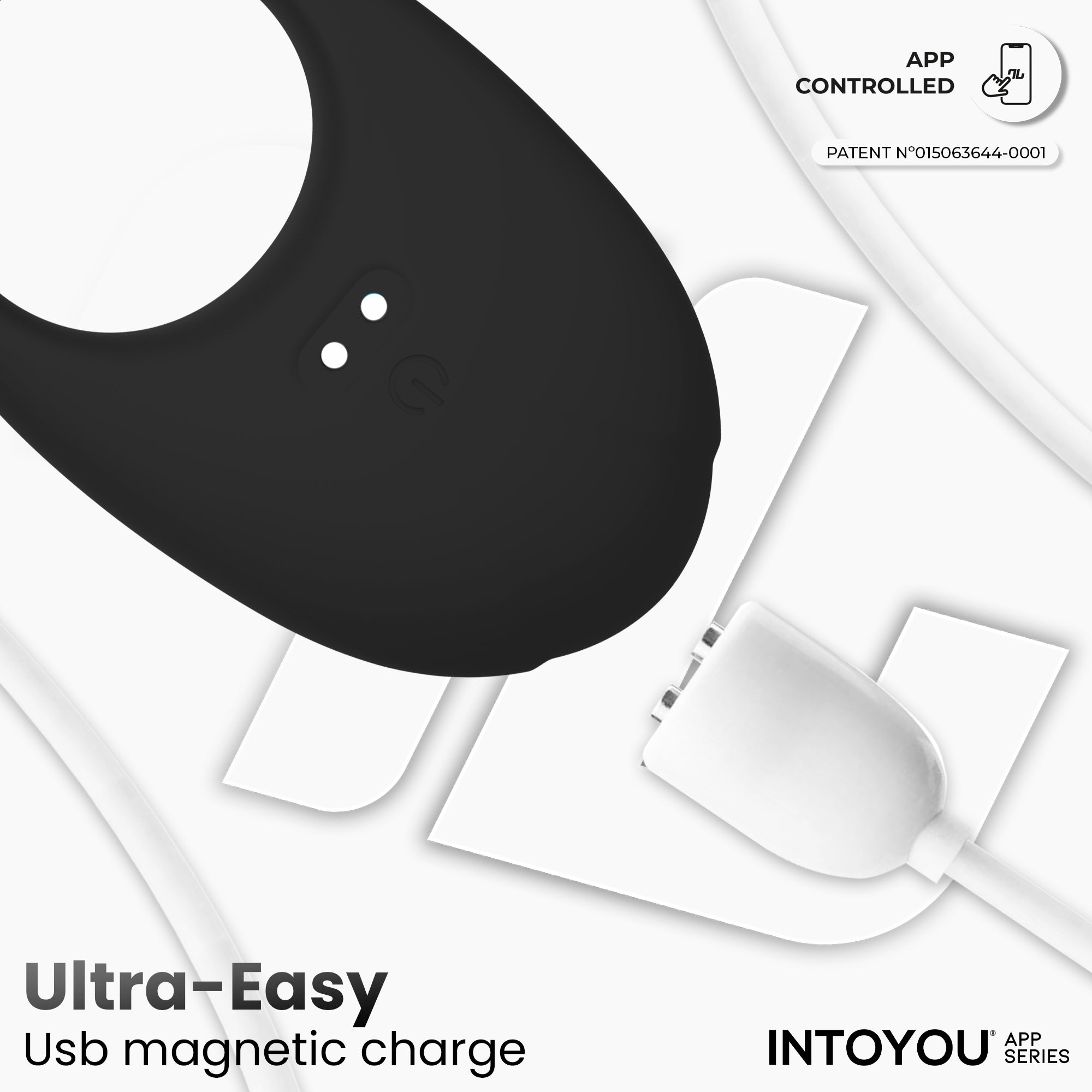 INTOYOU Ringo anello vibrante pene nero 10 modi con app