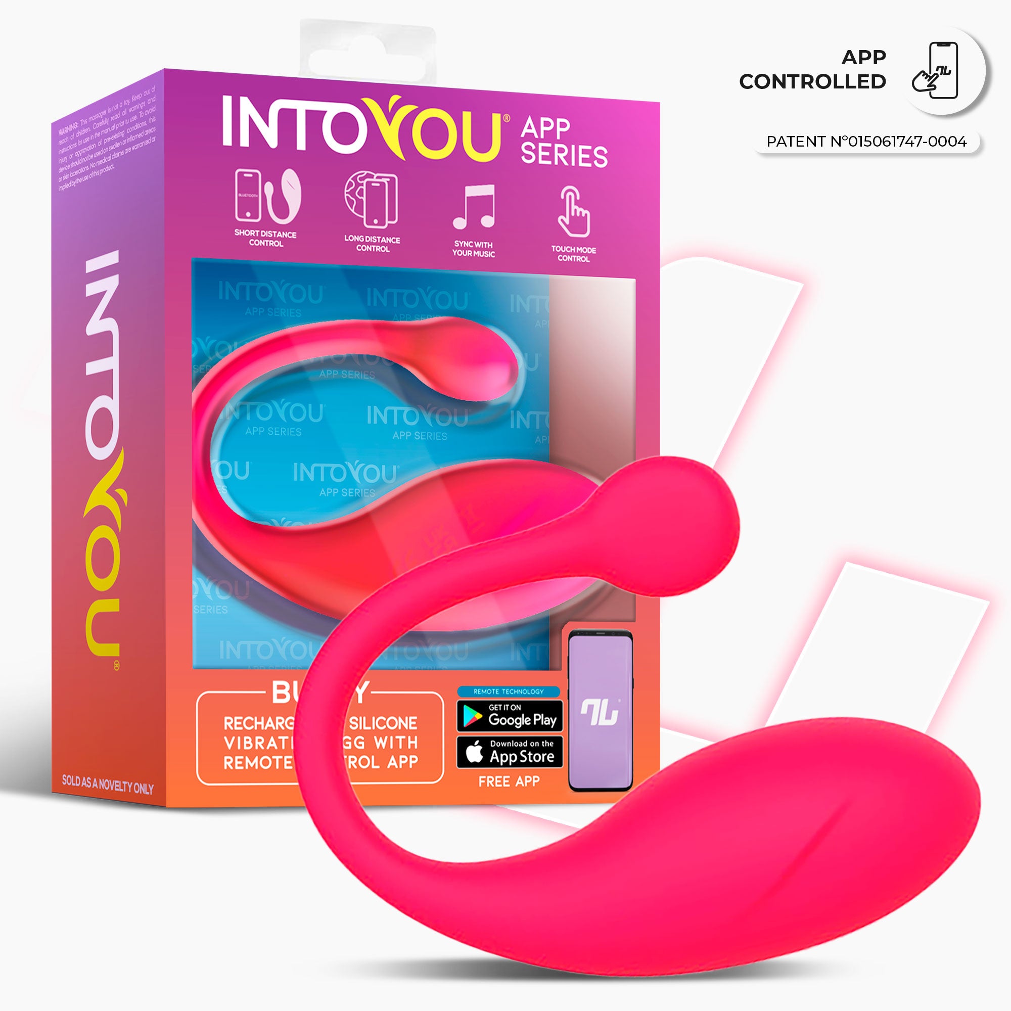 INTOYOU Bulby uovo vibrante rosa intenso con app