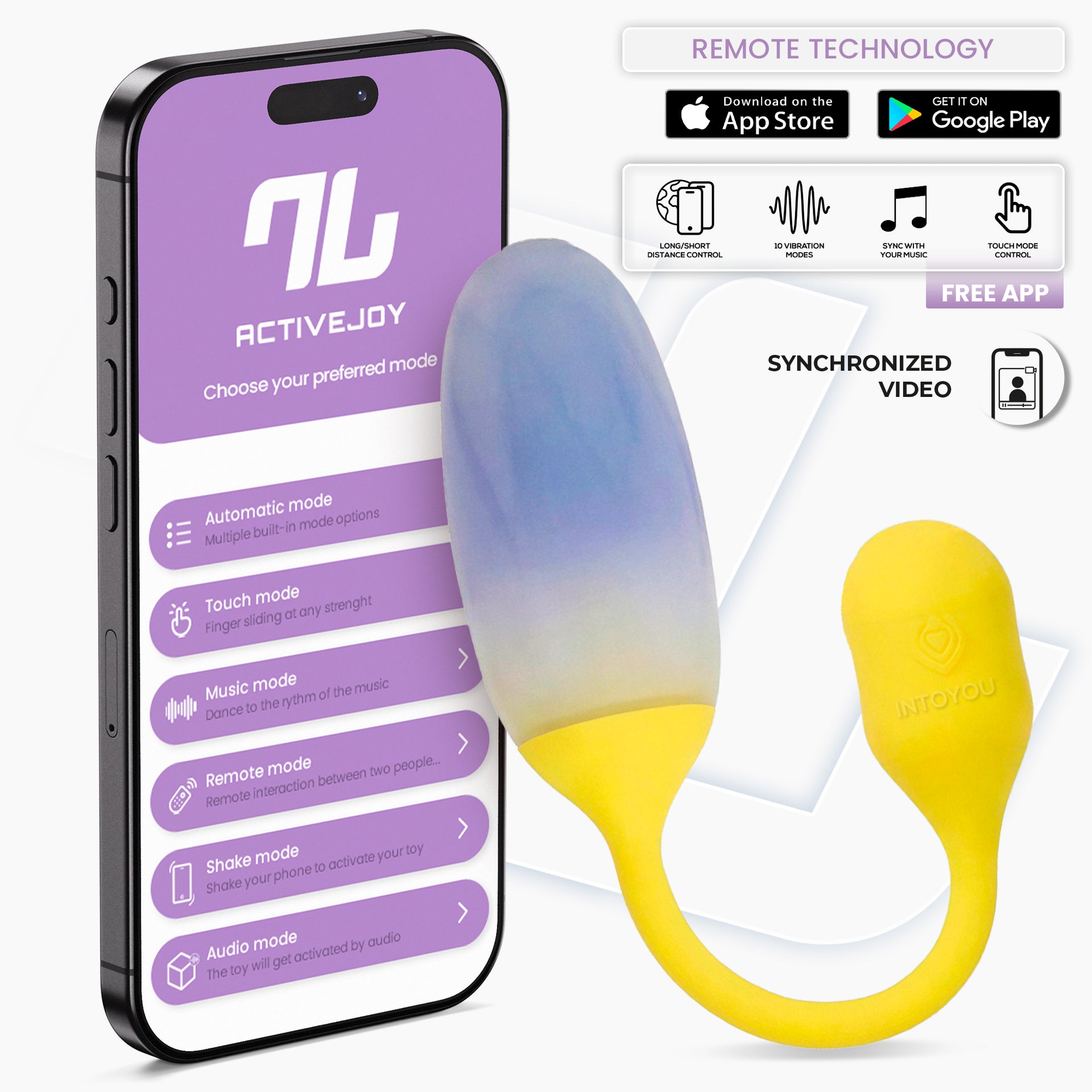 INTOYOU NexEgg uovo vibrante giallo/viola 10 modi app