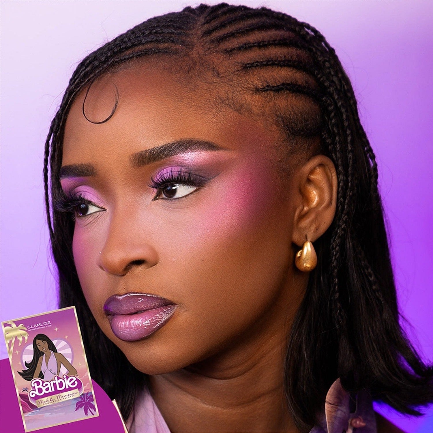 Glamlite Barbie Malibu Memories palette viso viola 4 colori