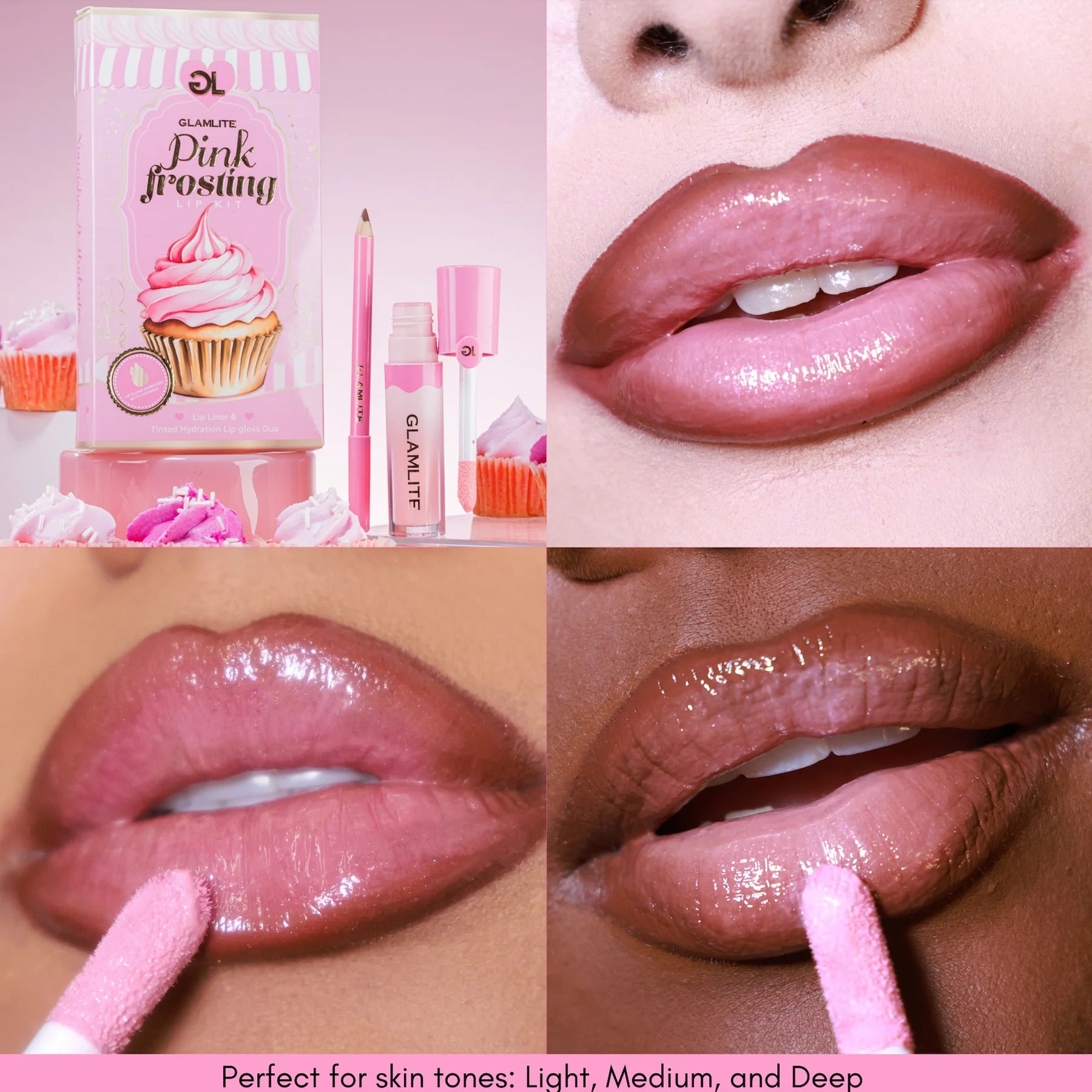 Glamlite Baddie set labbra 5 lip kit rossetto vitamina E