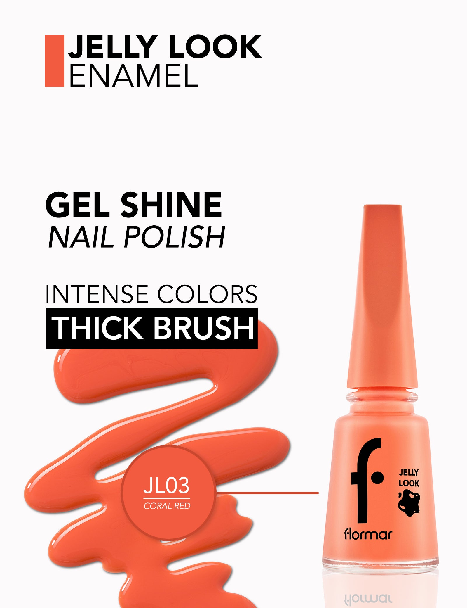 Pretty by Flormar Jelly Look Nail Enamel smalto JL03 Coral Red effetto gel