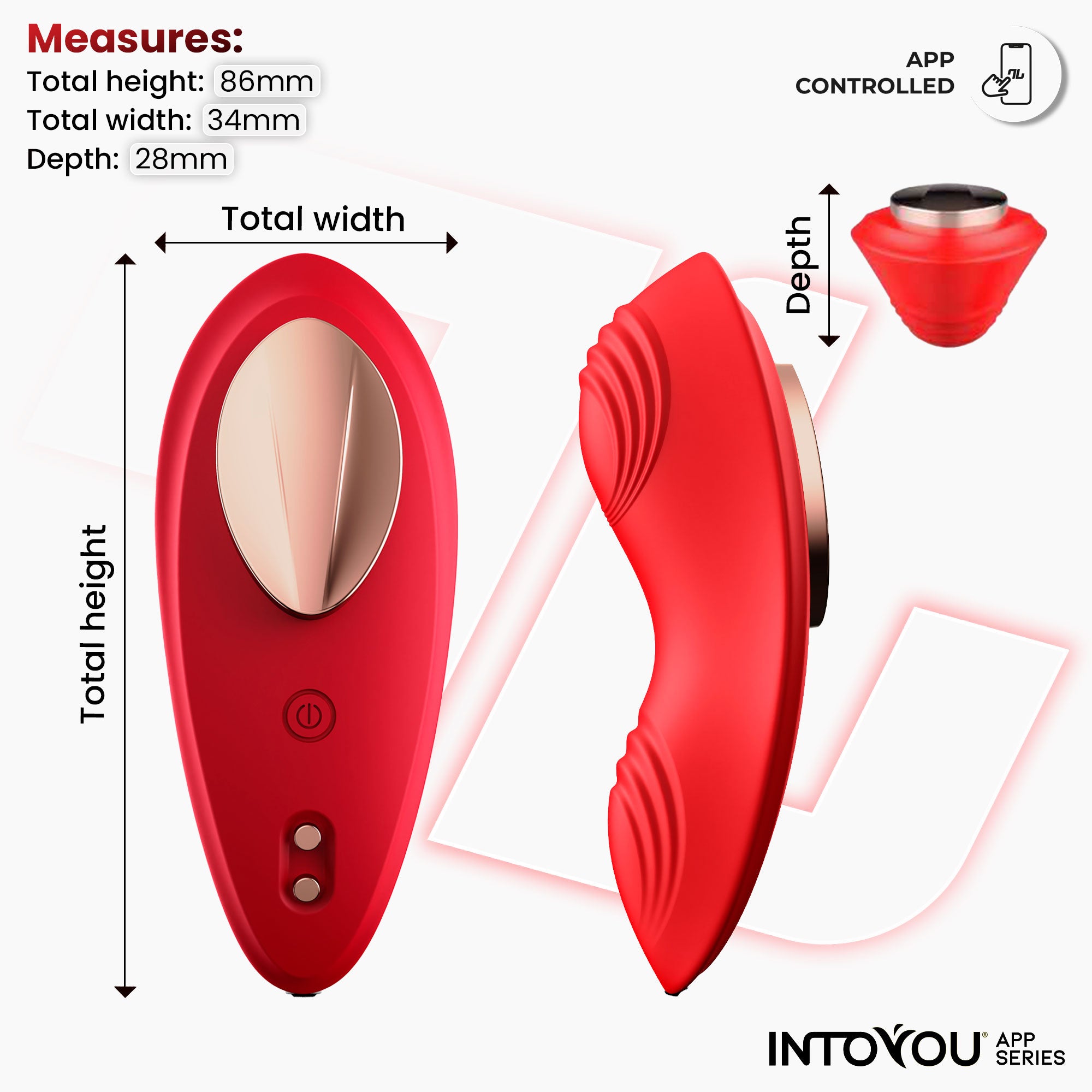 INTOYOU vibratore slip rosso magnetico con app