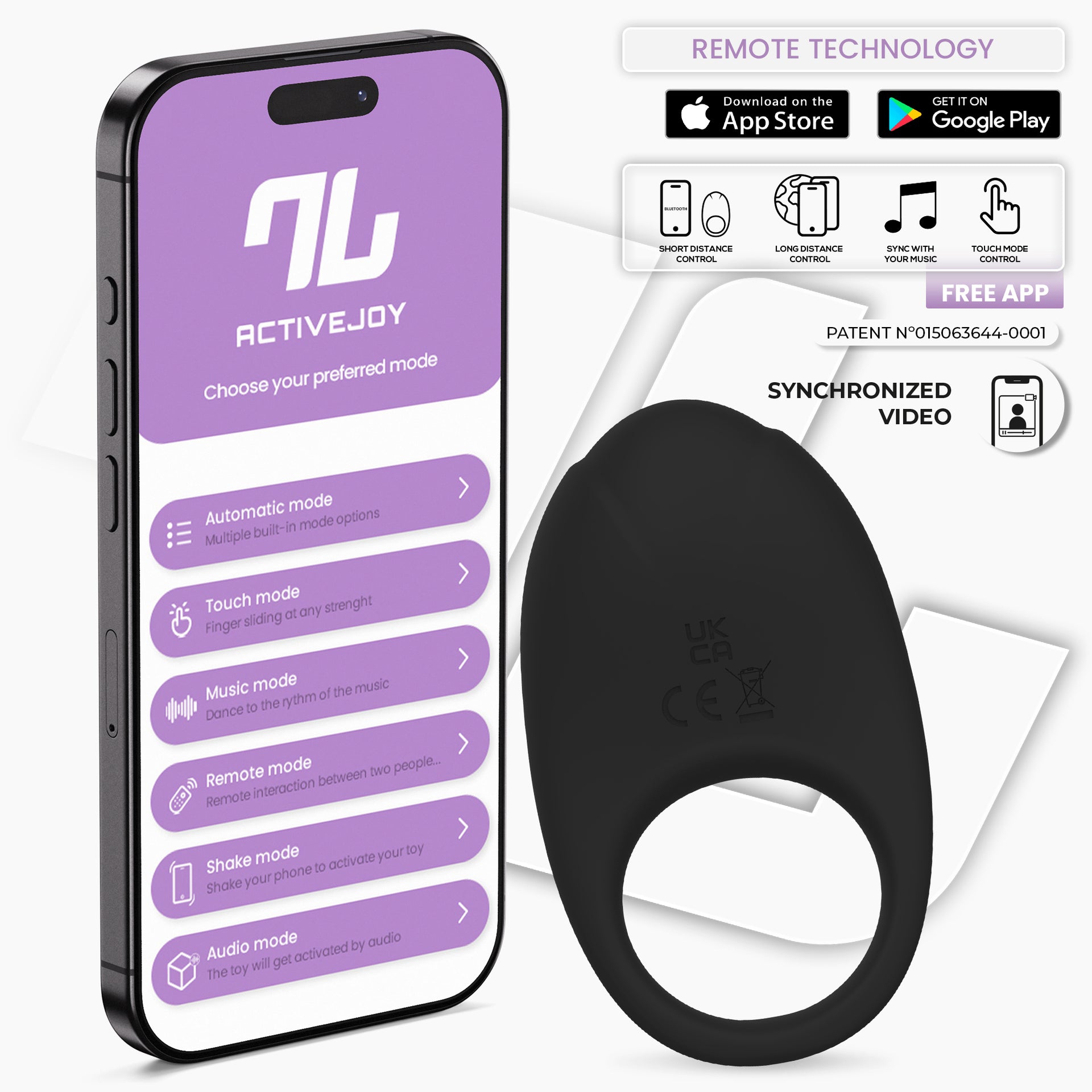 INTOYOU Ringo Smart anello vibrante pene nero con app