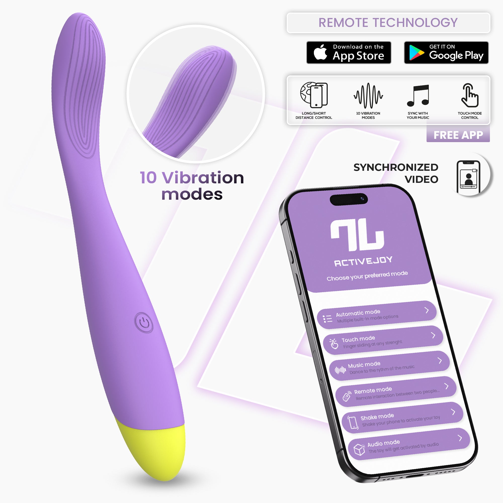 INTOYOU Neya vibratore punto G con app viola silicone
