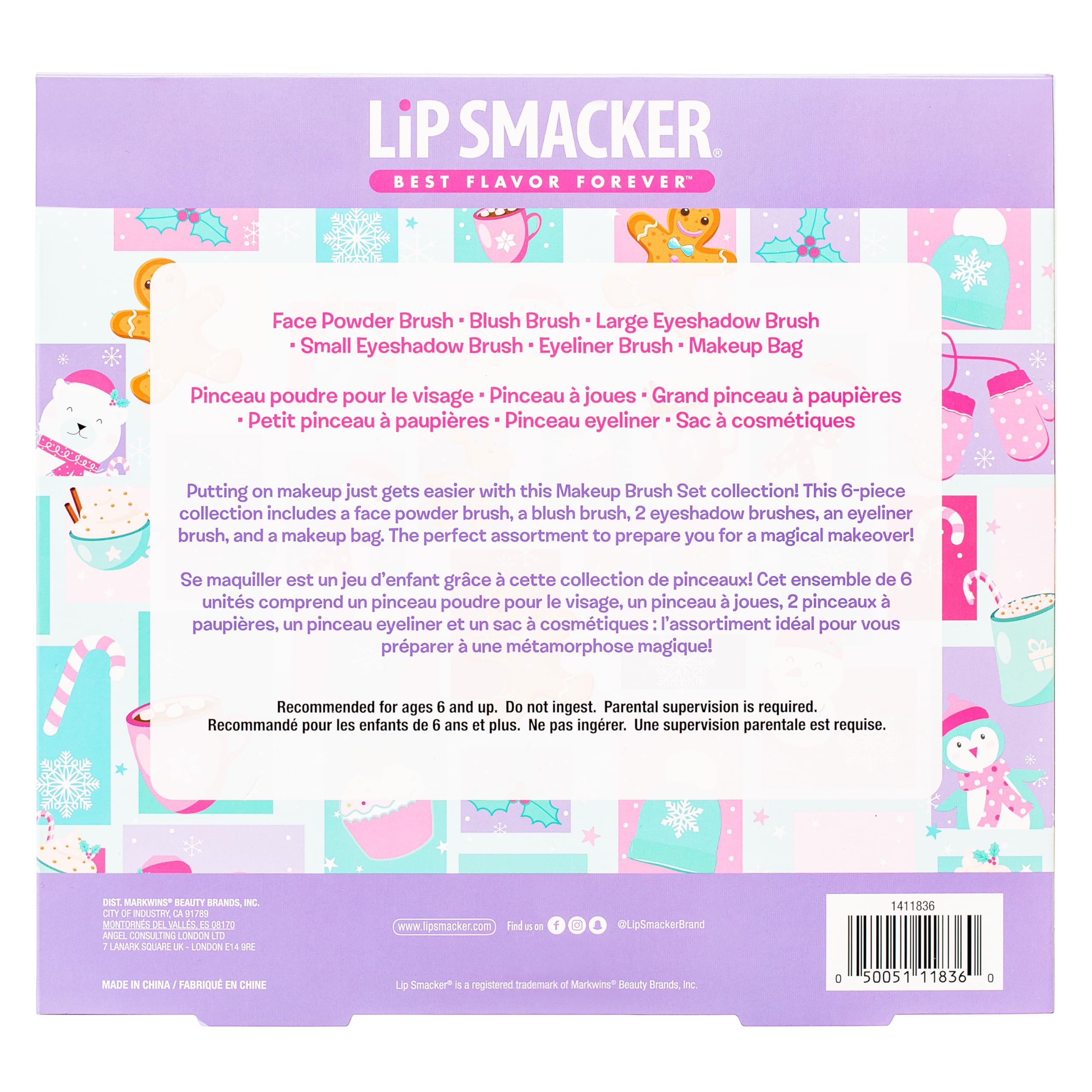 Lip Smacker Sparkle & Shine Set 6 Pennelli Trucco Bambina con Borsetta