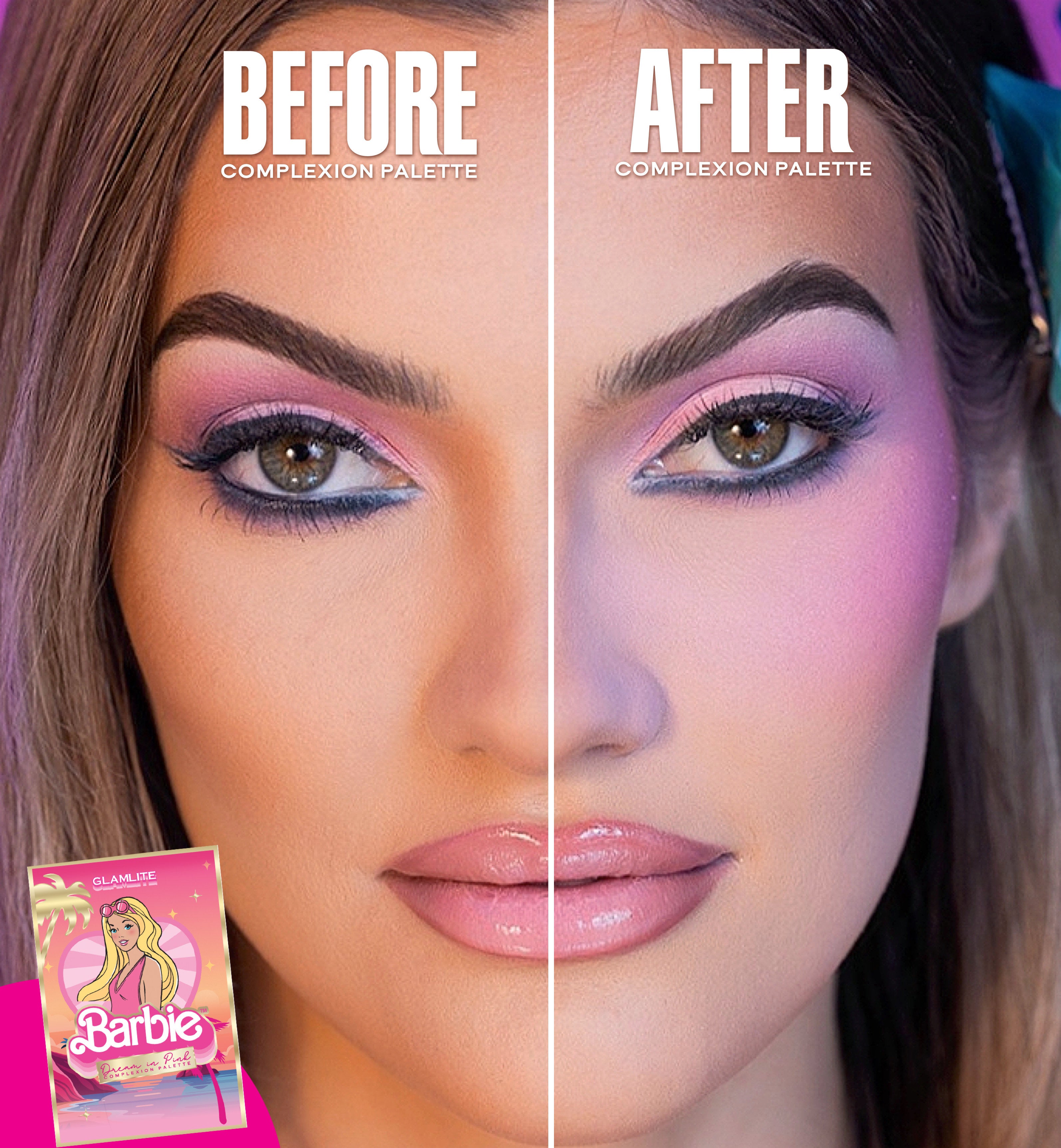 Glamlite Complexion Barbie Dream in Pink palette viso Pink
