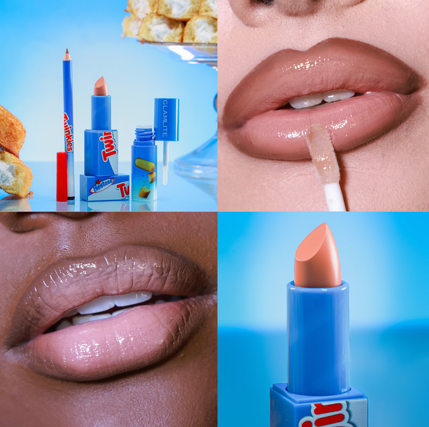 Glamlite Hostess Twinkies kit labbra matita rossetto gloss neutro