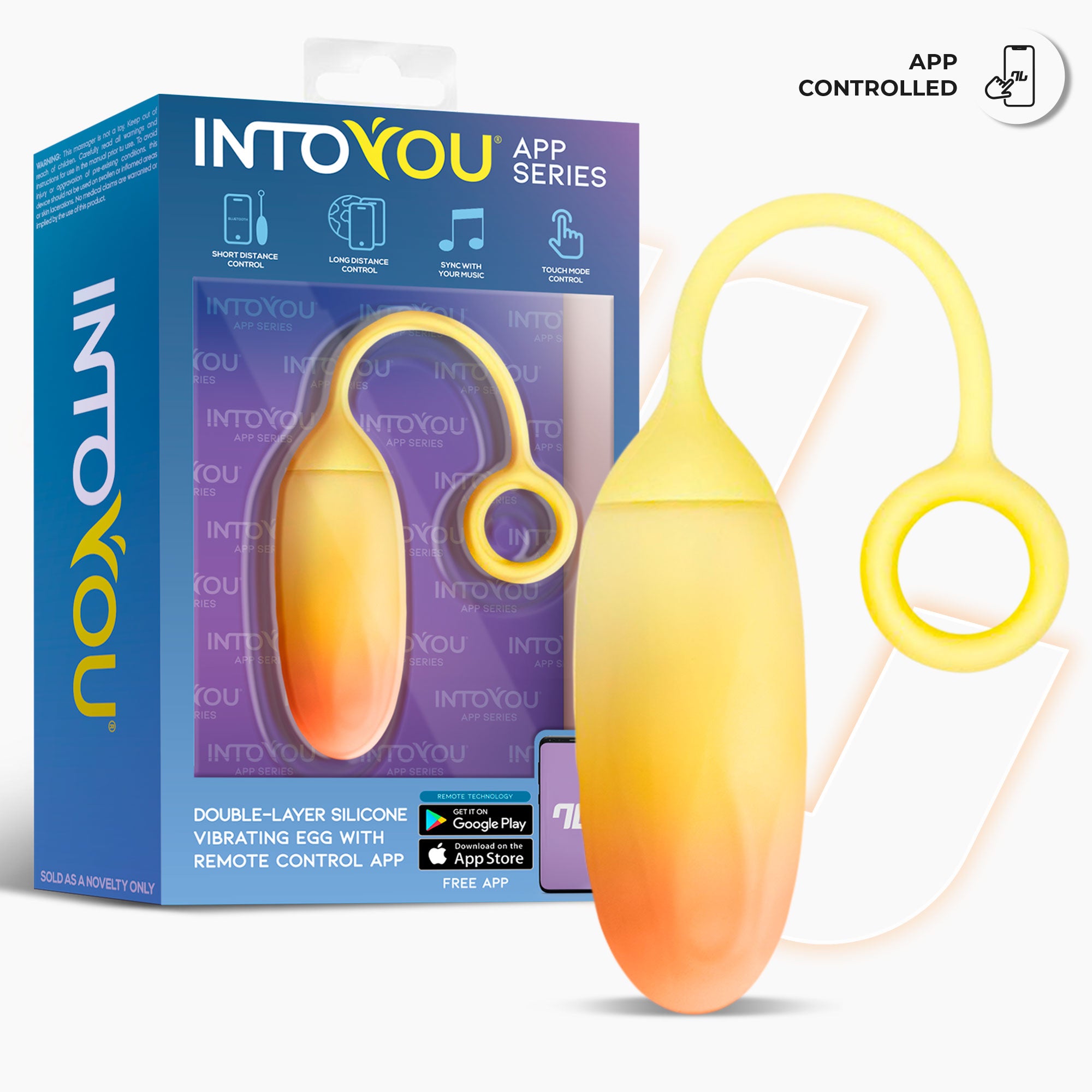 INTOYOU Uova Uovo vibrante app giallo arancione silicone