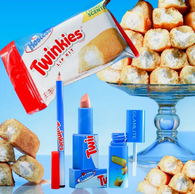 Glamlite Hostess Twinkies kit labbra matita rossetto gloss neutro
