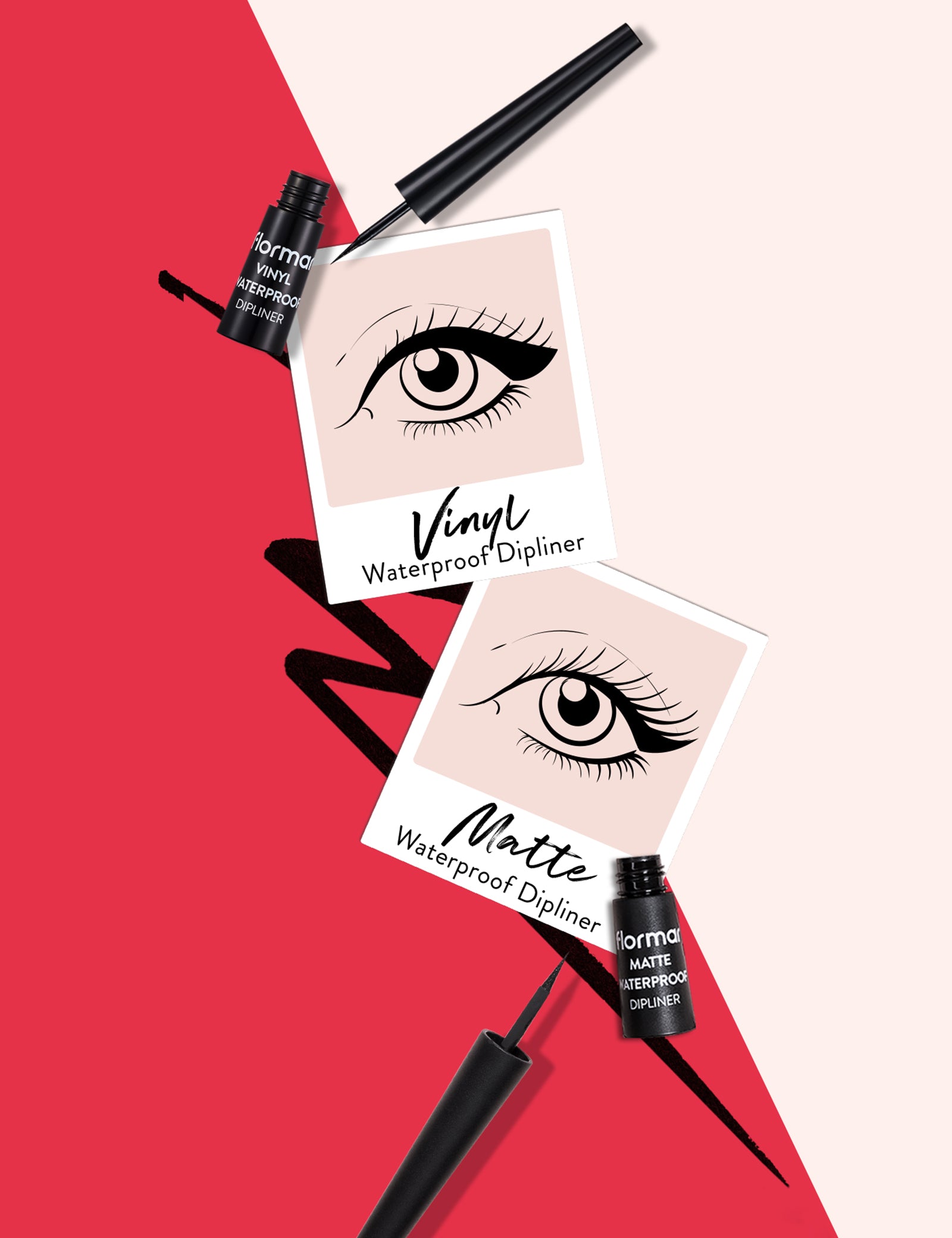 Pretty by Flormar Vinyl Dipliner eyeliner liquido 01 Black waterproof