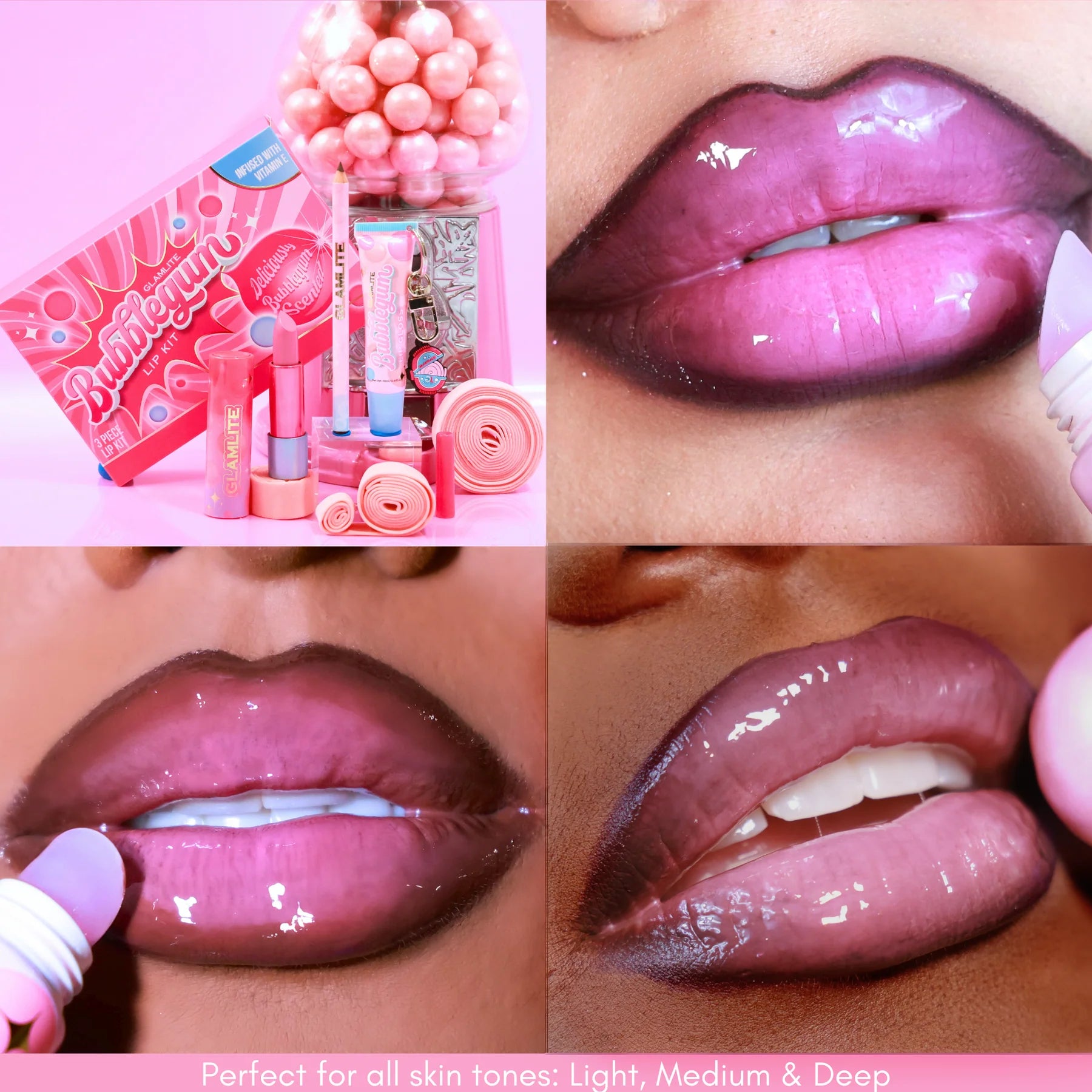 Glamlite Baddie set labbra 5 lip kit rossetto vitamina E