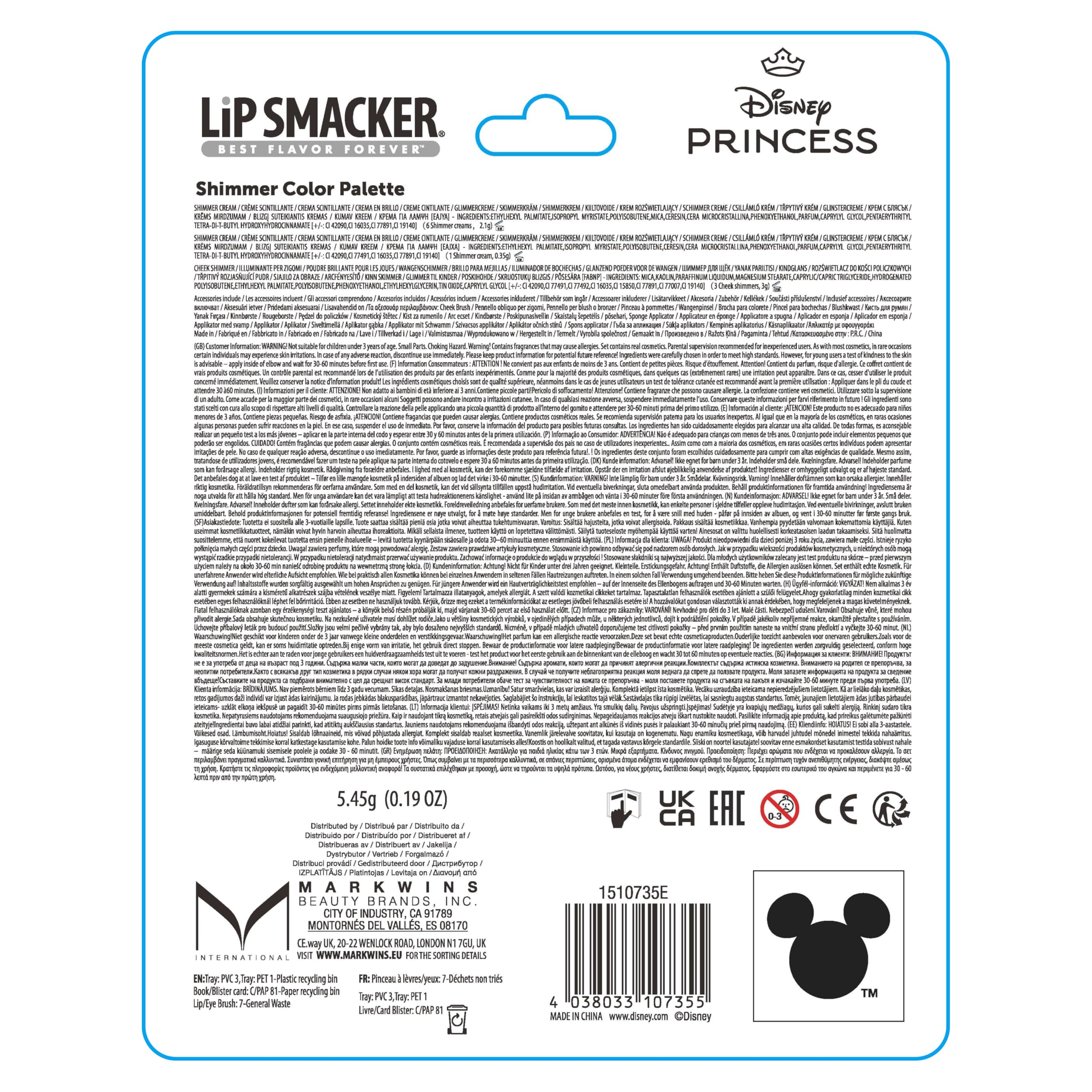 Lip Smacker Disney Princess Shimmer palette trucchi bambina 7 creme
