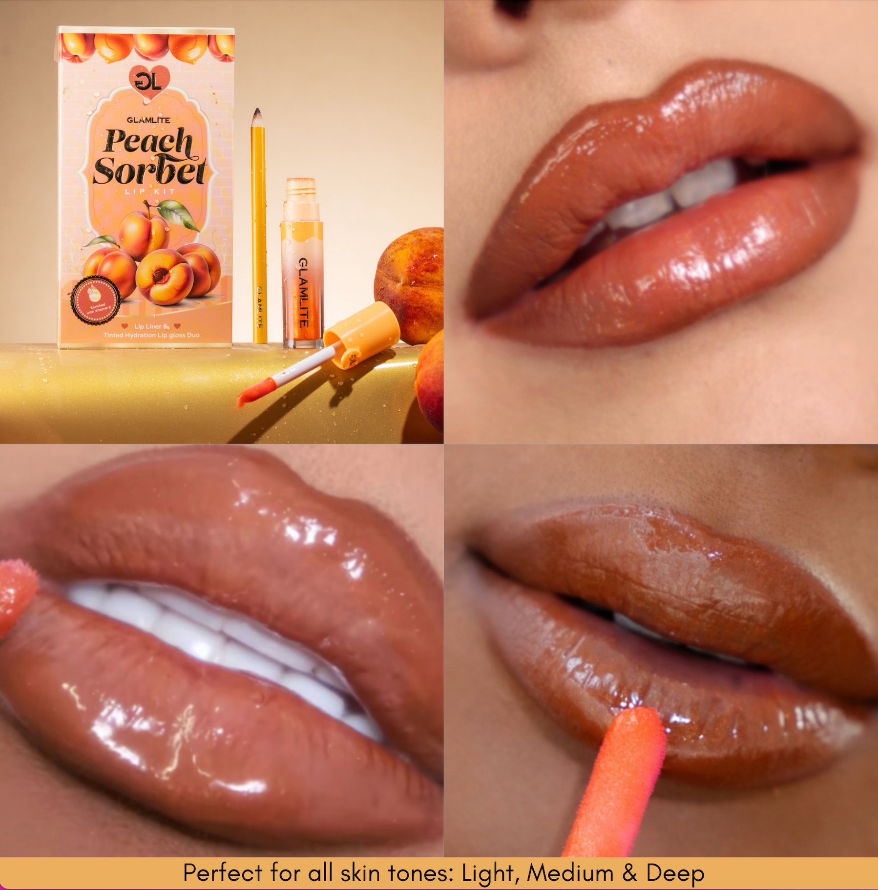 Glamlite Lip Kits Peach Sorbet kit labbra gloss vitamina E