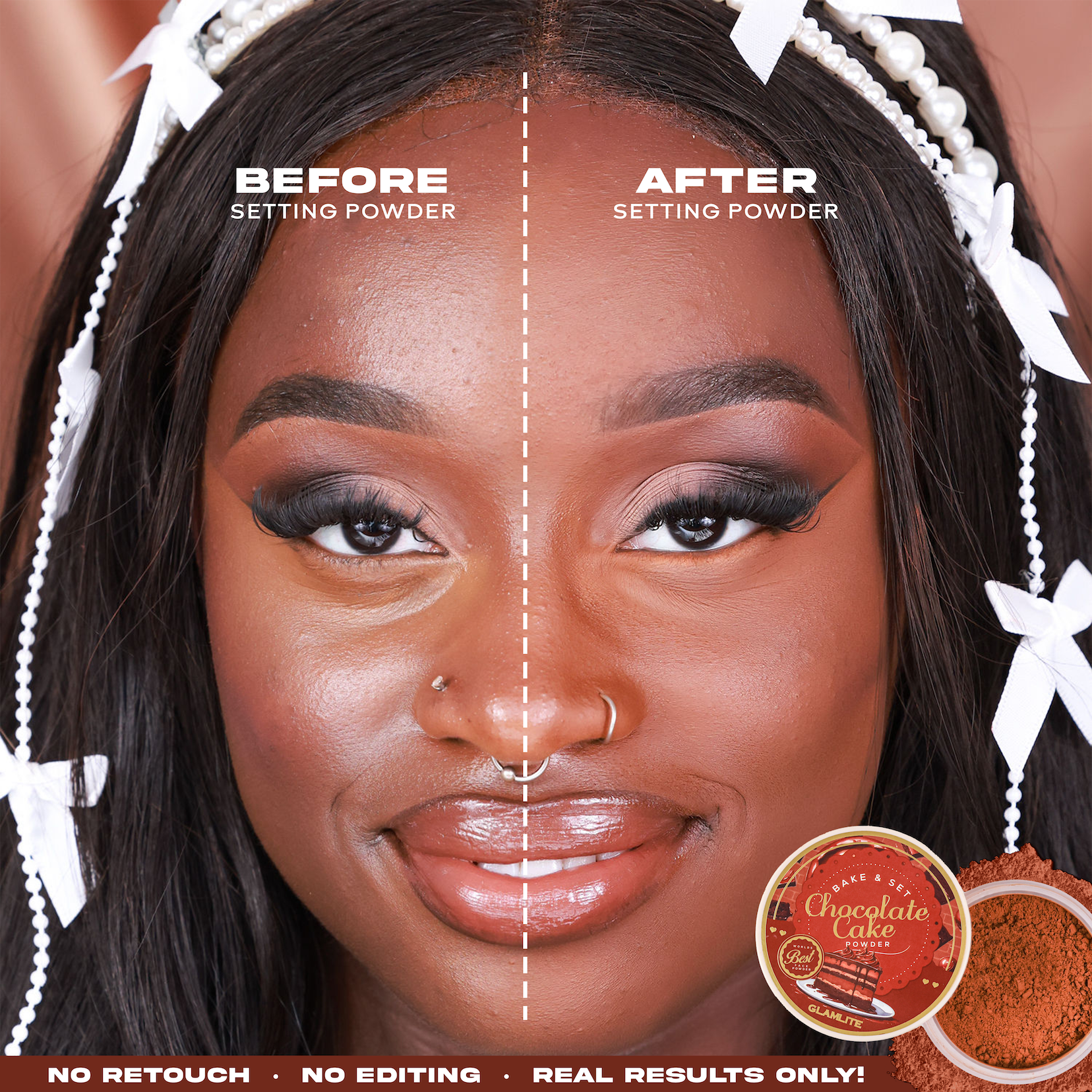 Glamlite Complexion Chocolate Cake Cipria viso 35g pelli scure