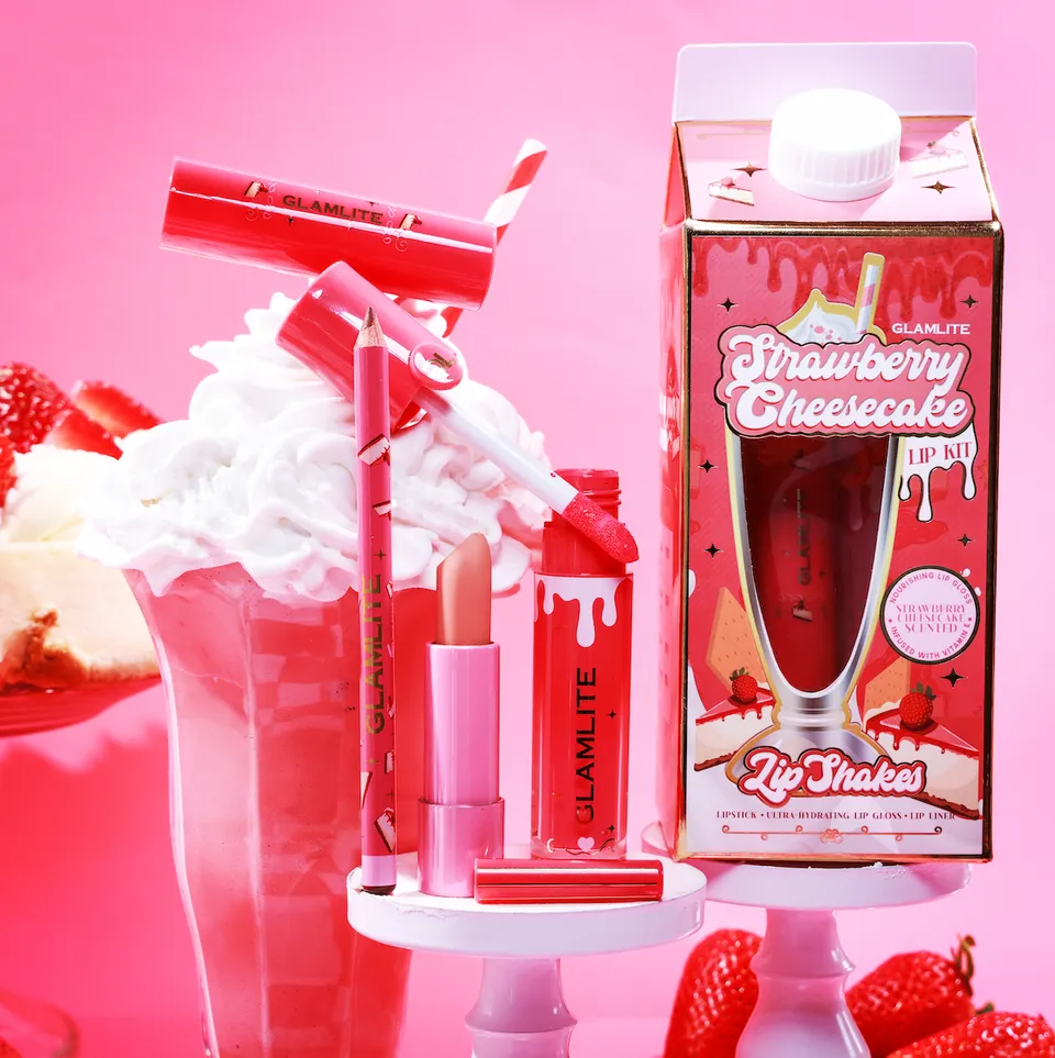 Glamlite Strawberry Cheesecake kit labbra 3 pezzi fragola