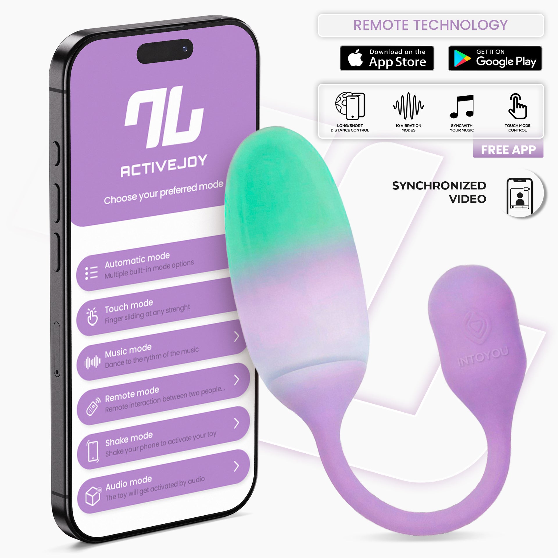 INTOYOU Uova NexEgg ovulo vibrante lilla app USB-C