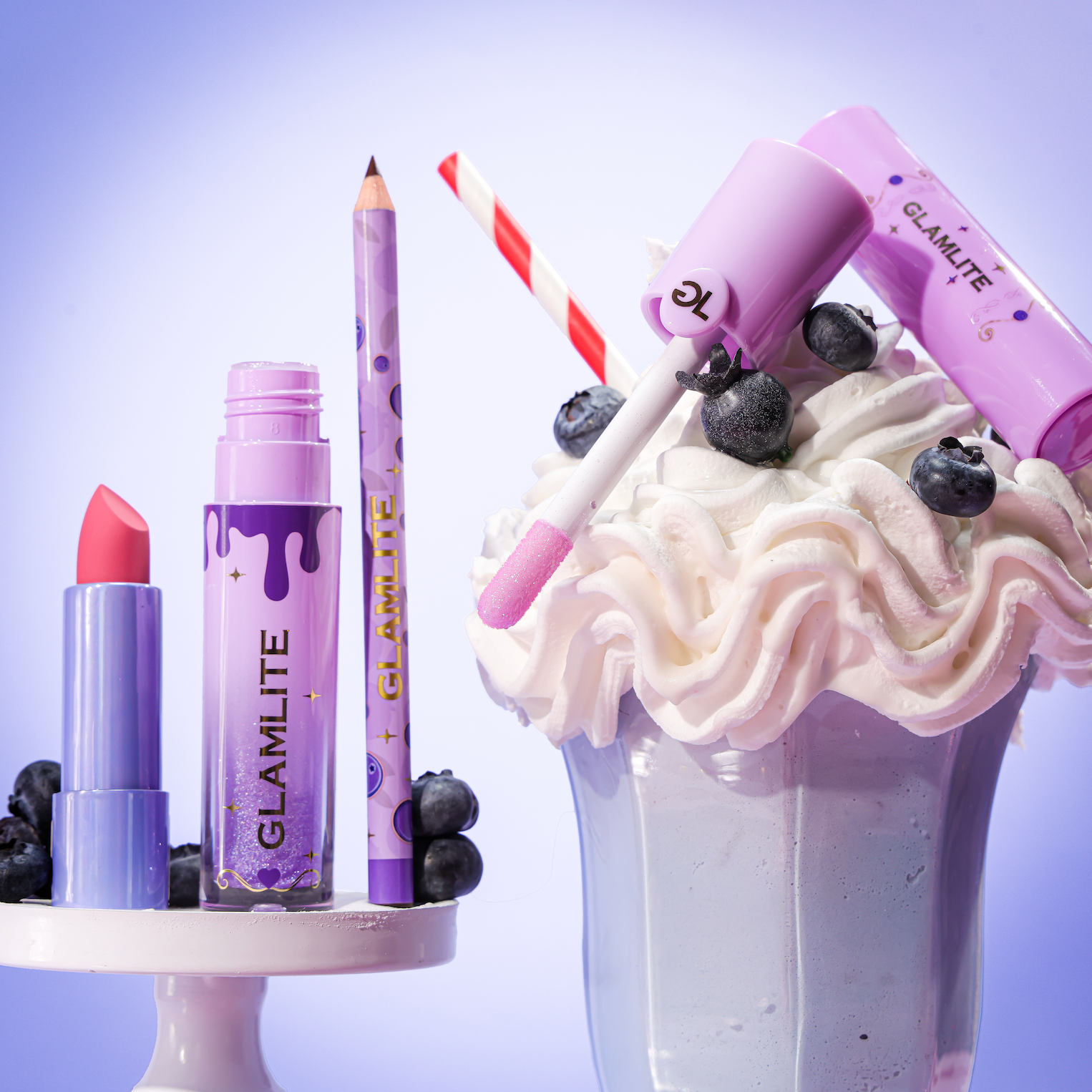Glamlite Lip Kits Blueberries & Cream Kit Labbra 3 Pezzi Shimmer