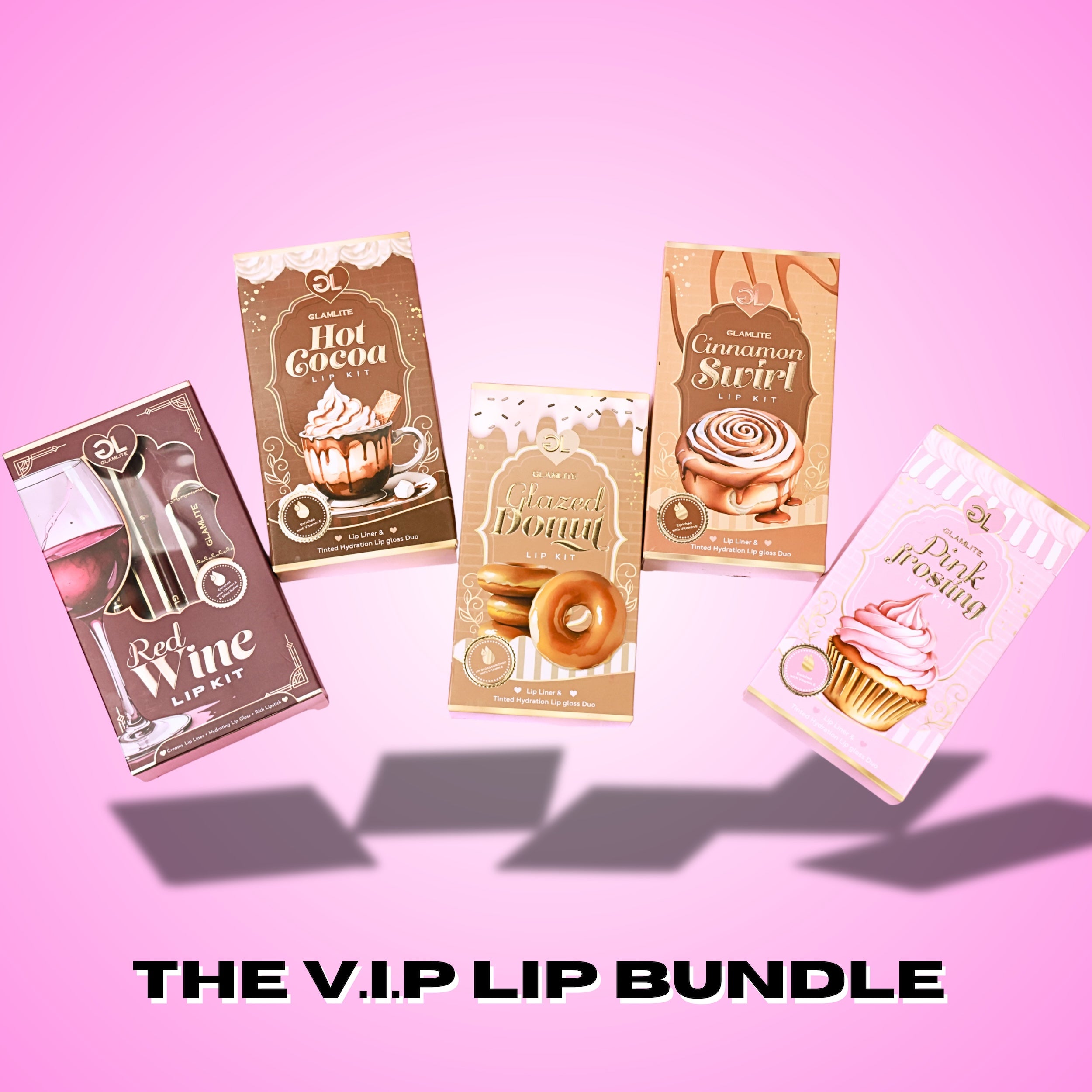 Glamlite VIP Lip Kit Bundle set 5 rossetti vino e cacao