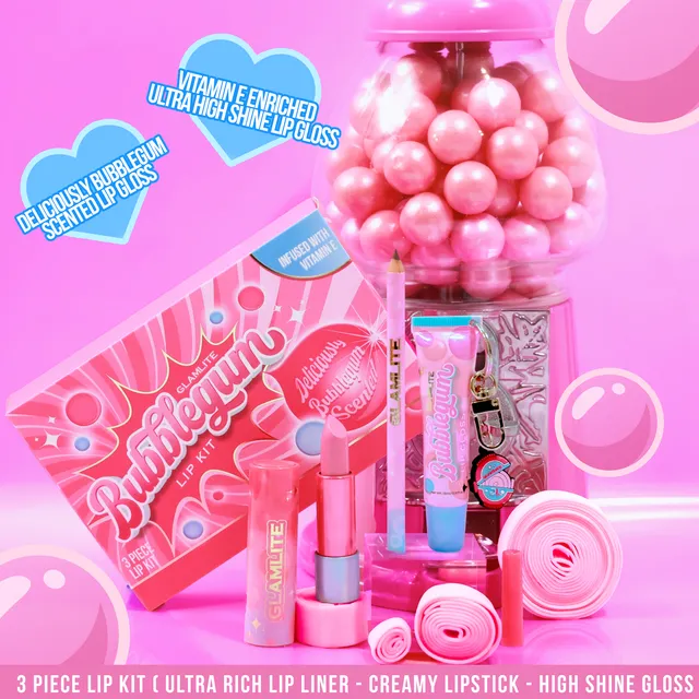 Glamlite Bubblegum Lip Kit 3 pezzi rosa bubblegum