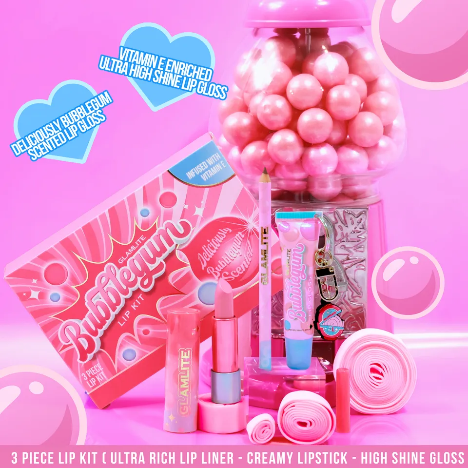 Glamlite Bubblegum Lip Kit 3 pezzi rosa bubblegum