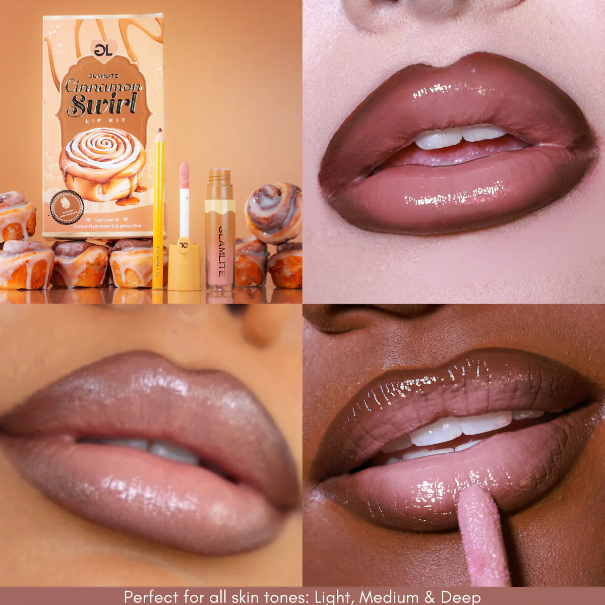 Glamlite Baddie set labbra 5 lip kit rossetto vitamina E