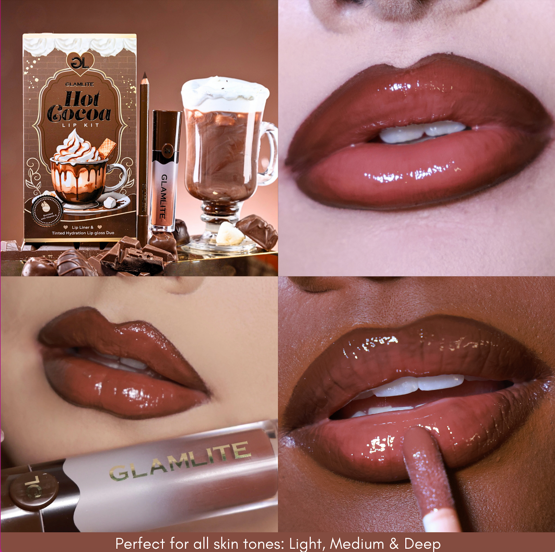 Glamlite Hot Cocoa Lip Kit matita + gloss vitamina E