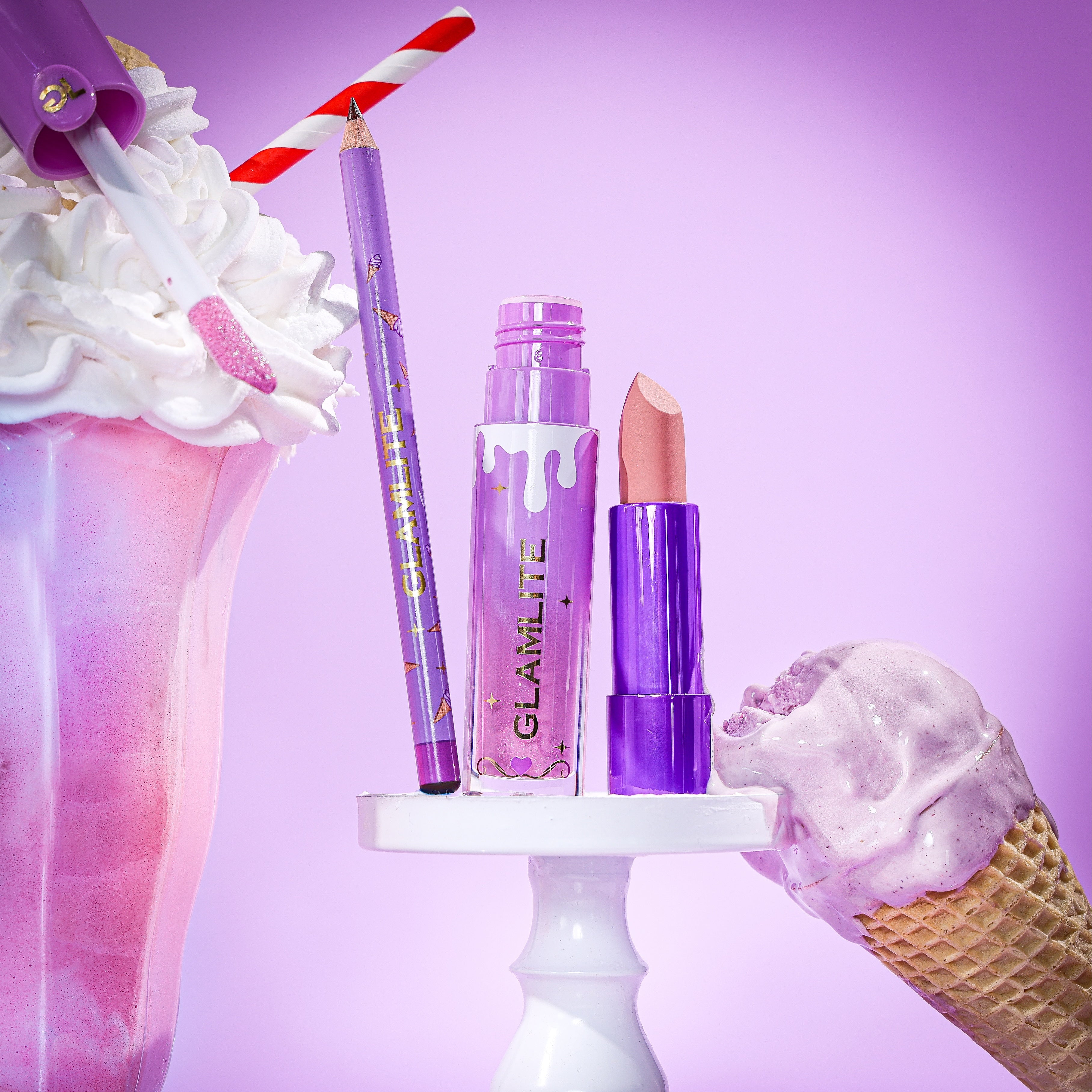 Glamlite Lip Kits Ube-liscious Kit Labbra 3 Pezzi Viola Shimmer