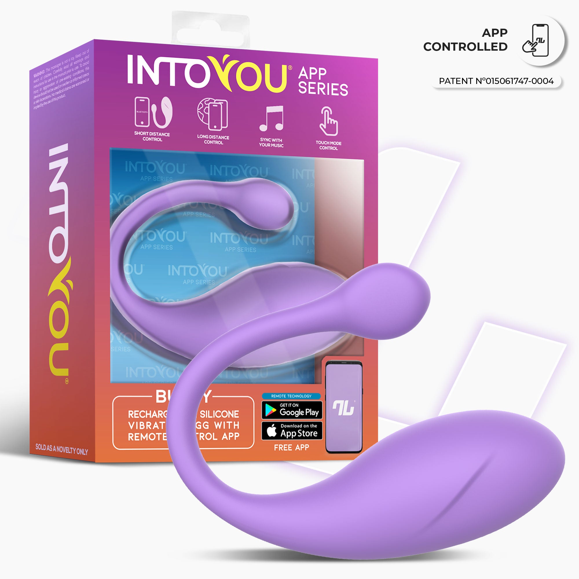 INTOYOU Bulby ovetto vibrante Lavanda 10 vibrazioni app