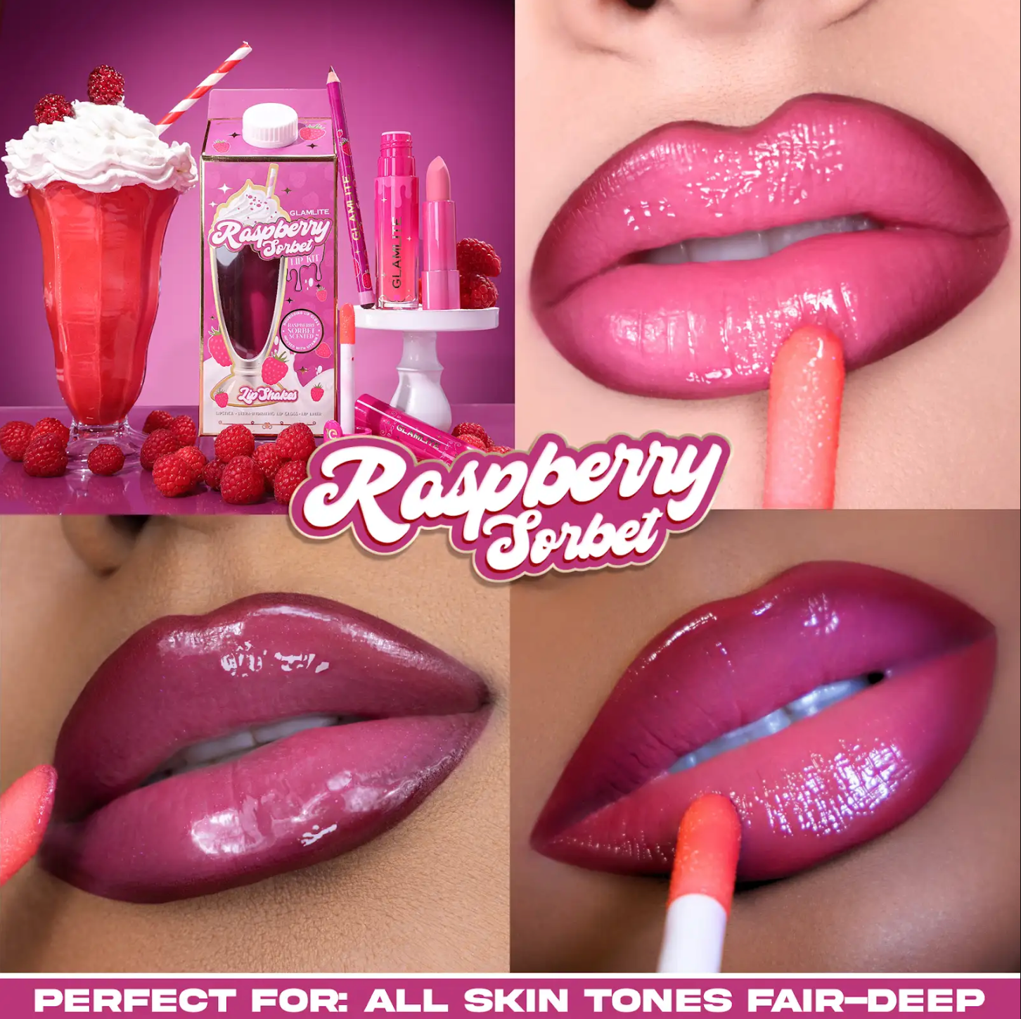 Glamlite Raspberry Sorbet Kit Labbra 3pz Vitamina E