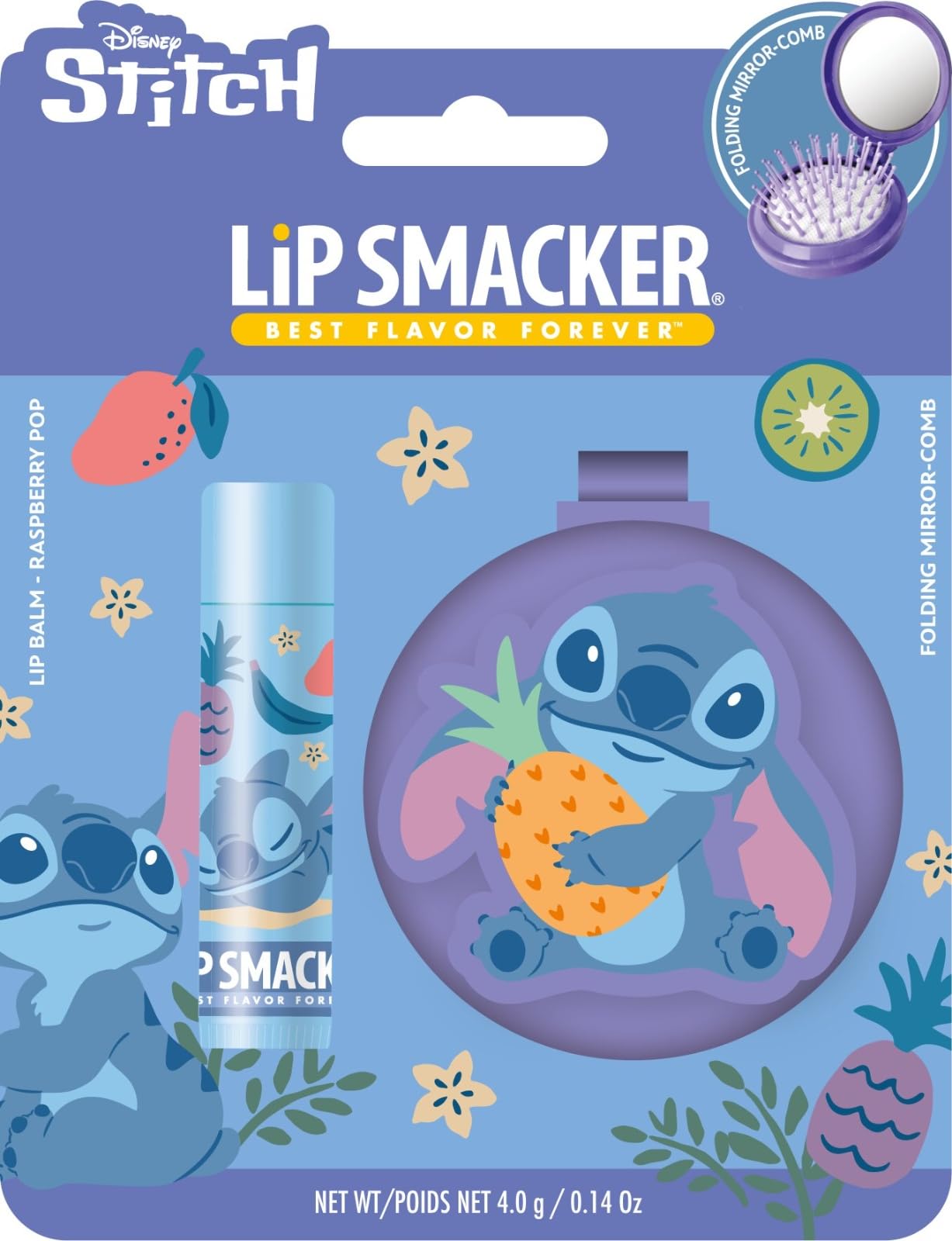 Lip Smacker Disney Stitch set balsamo labbra Raspberry Pop pettine