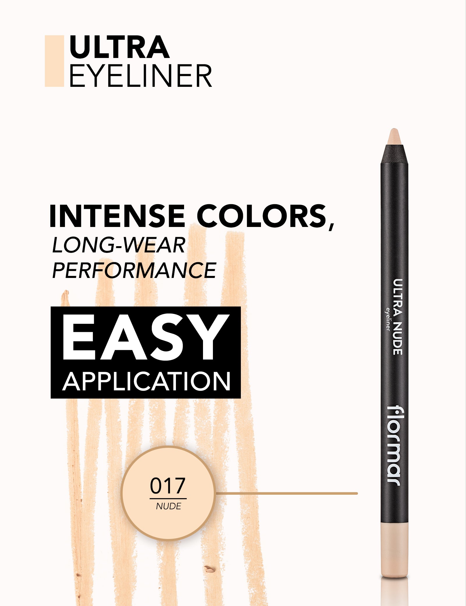Pretty by Flormar Ultra Eyeliner Matita Occhi 001 Black Lunga Tenuta
