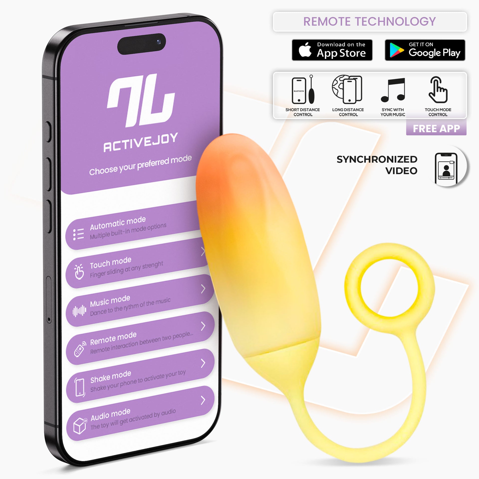 INTOYOU Uova Uovo vibrante app giallo arancione silicone