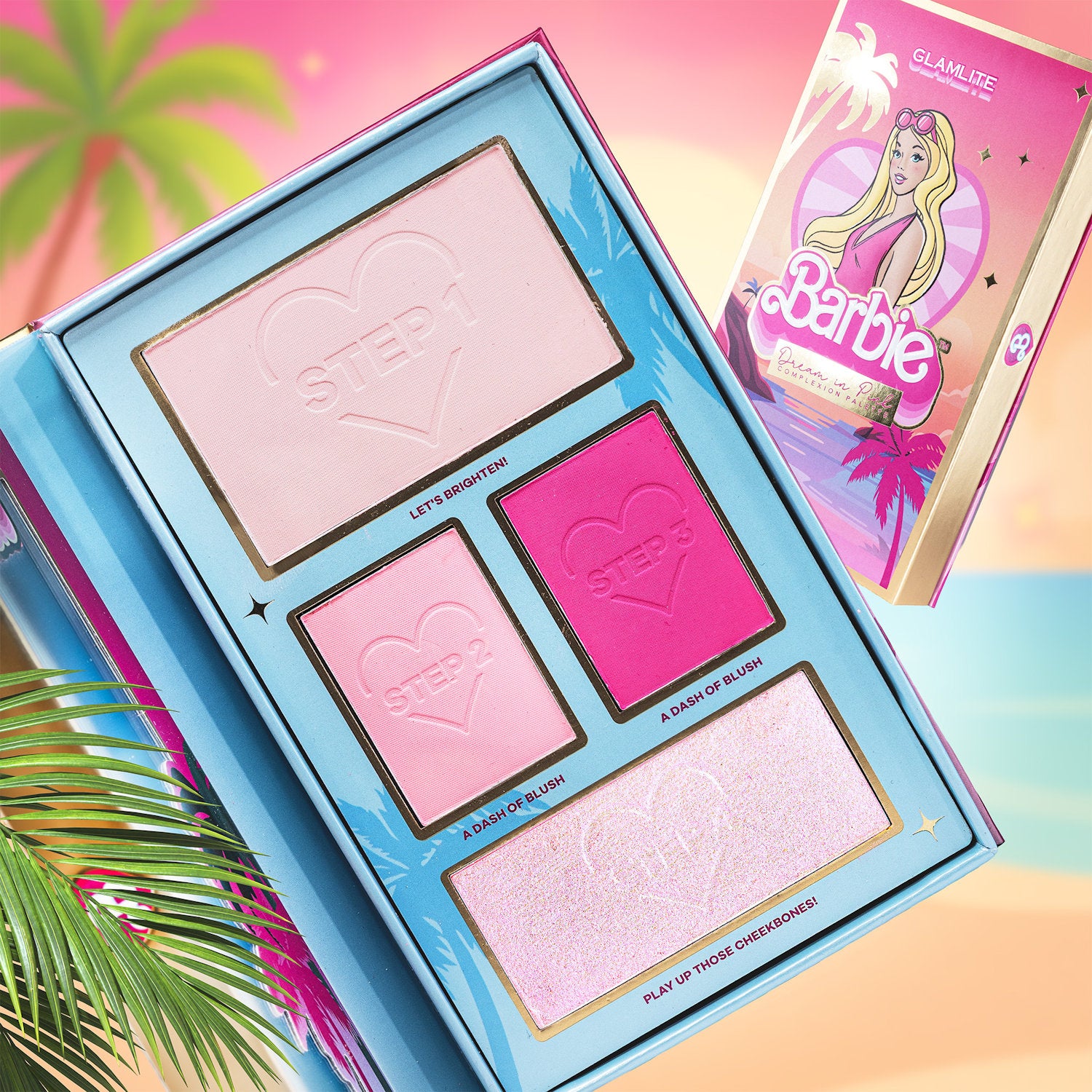Glamlite Complexion Barbie Dream in Pink palette viso Pink