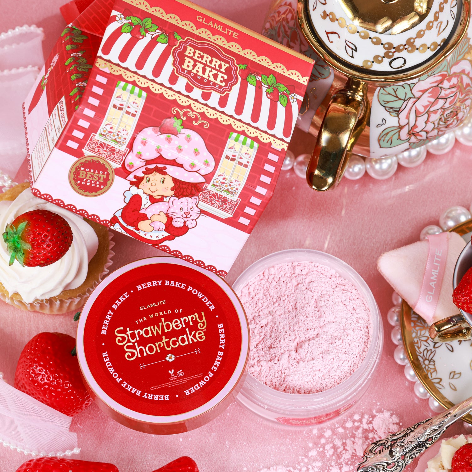Glamlite Strawberry Shortcake cipria in polvere rosa 35g opacizzante